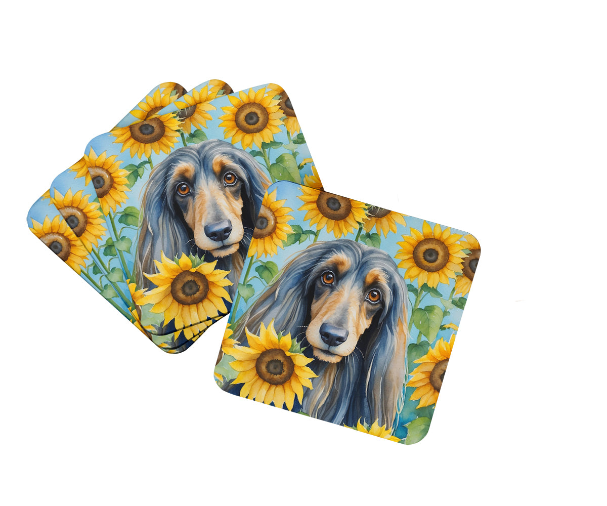 Buy this Afghan Hound in Sunflowers Foam Coasters