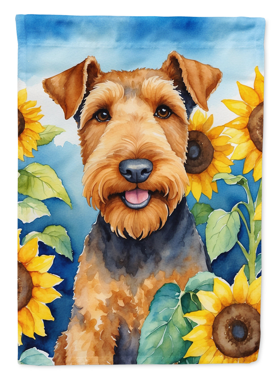 Buy this Airedale Terrier in Sunflowers Garden Flag