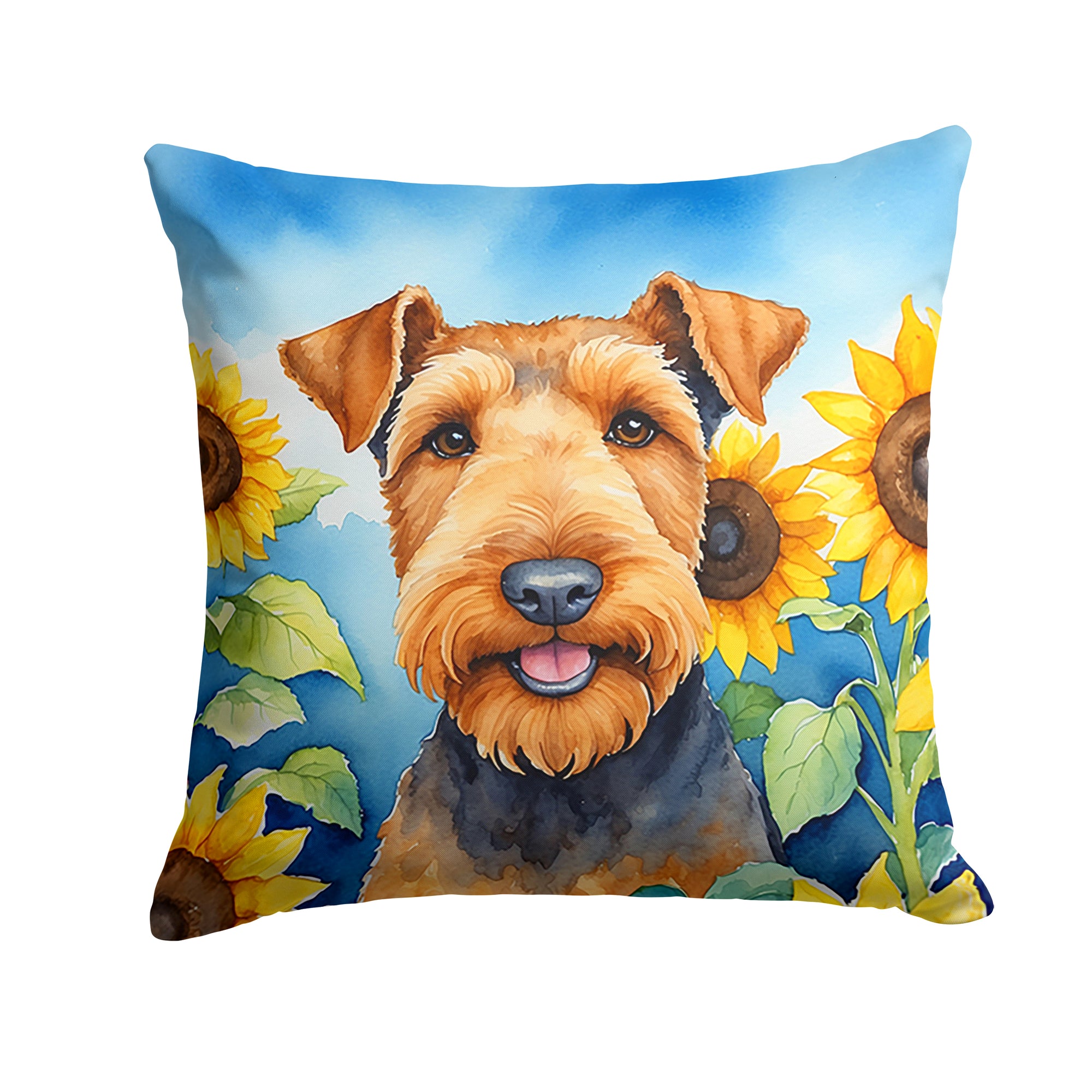 Buy this Airedale Terrier in Sunflowers Throw Pillow