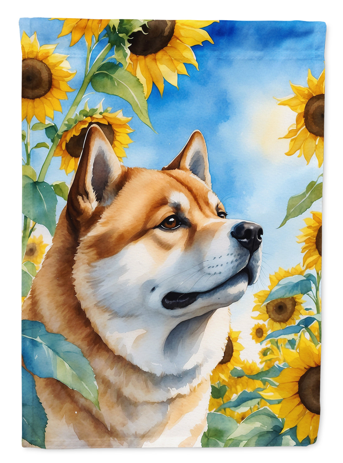 Buy this Akita in Sunflowers Garden Flag