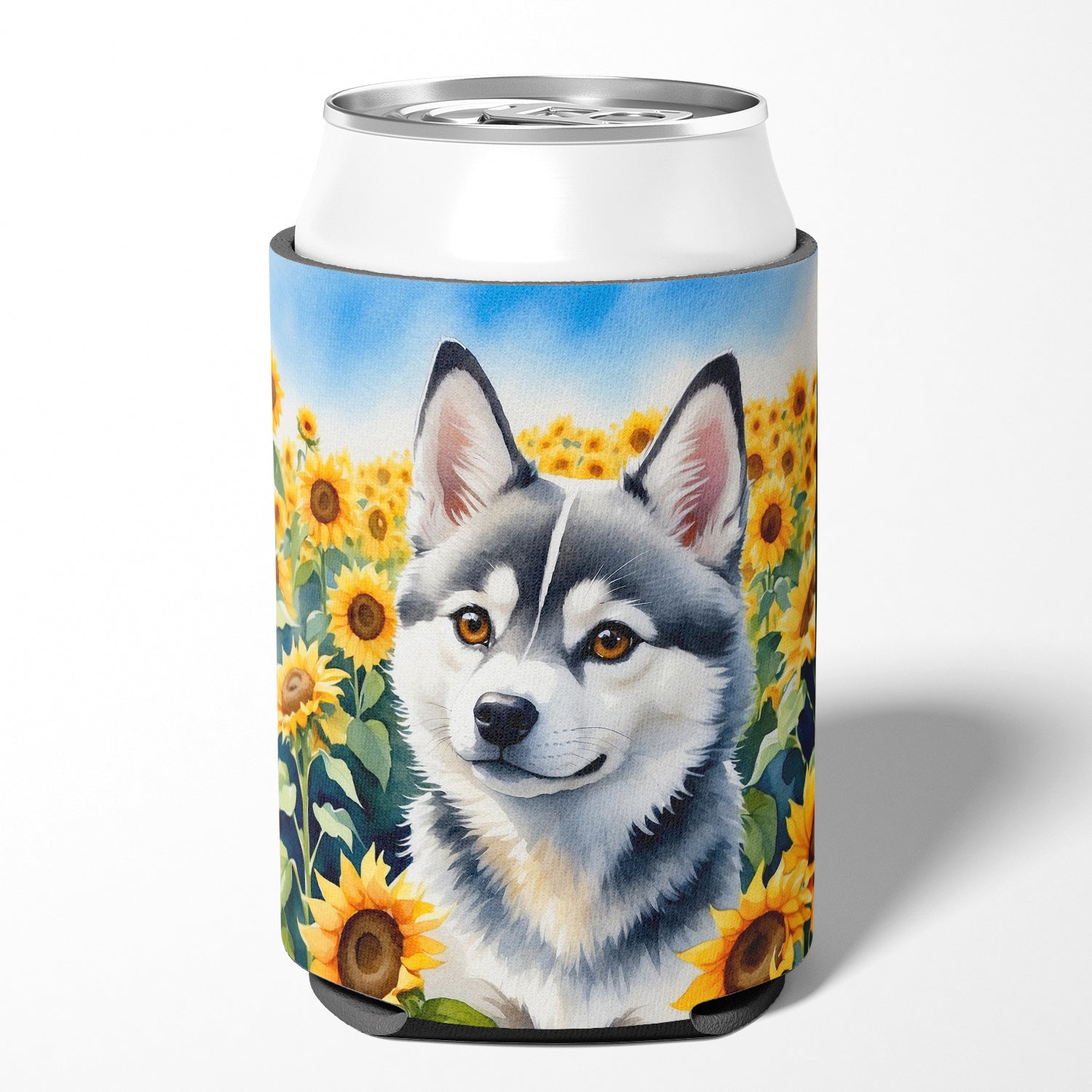 Buy this Alaskan Klee Kai in Sunflowers Can or Bottle Hugger