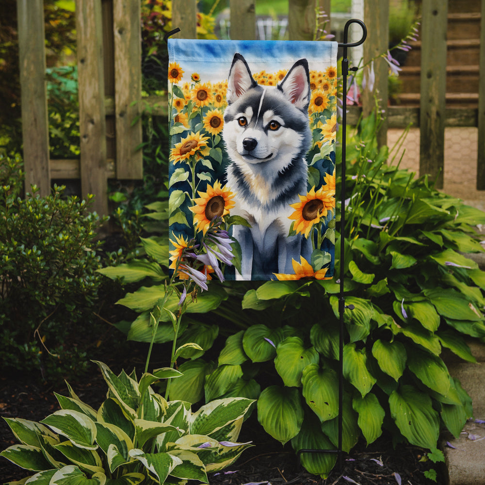 Alaskan Klee Kai in Sunflowers Garden Flag