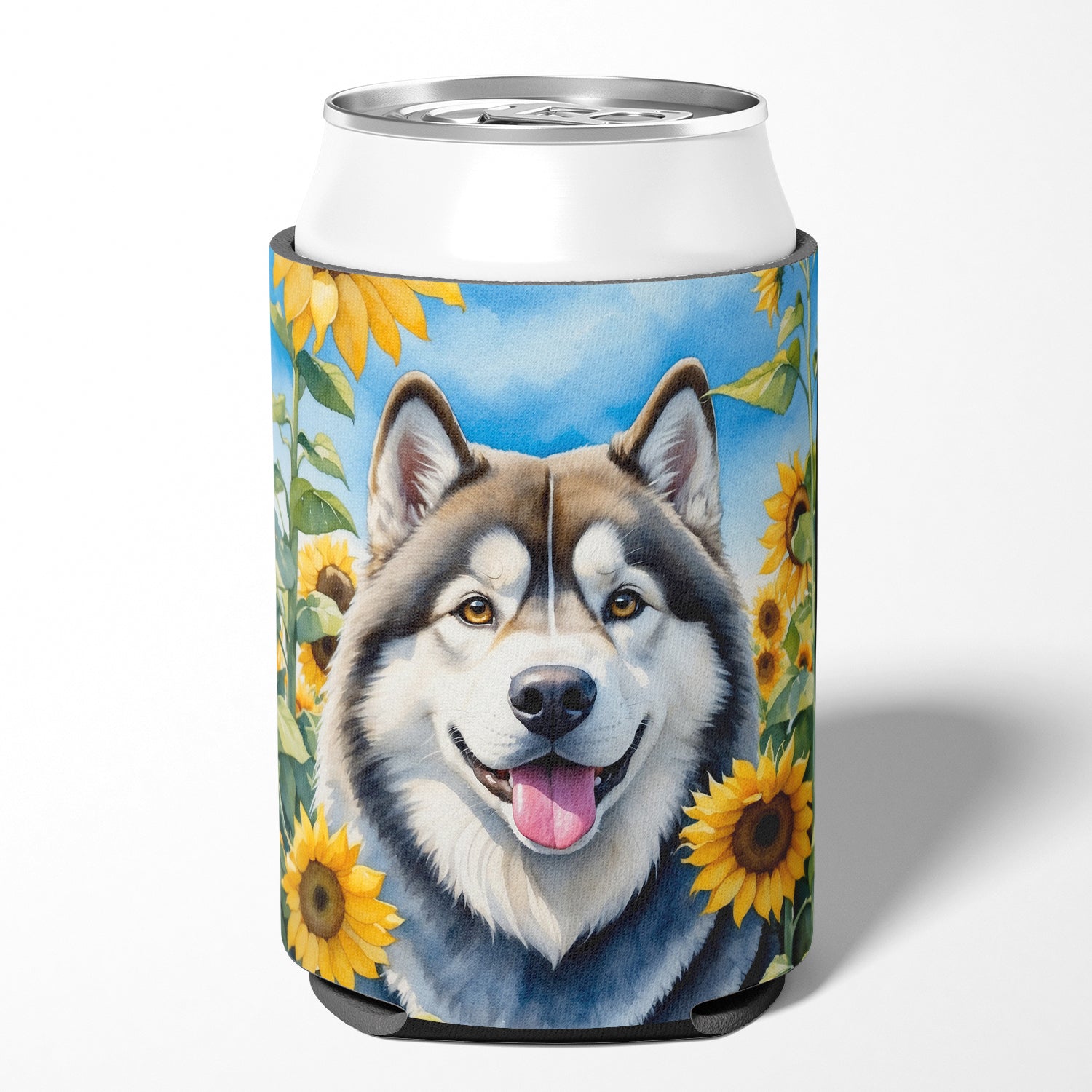 Buy this Alaskan Malamute in Sunflowers Can or Bottle Hugger
