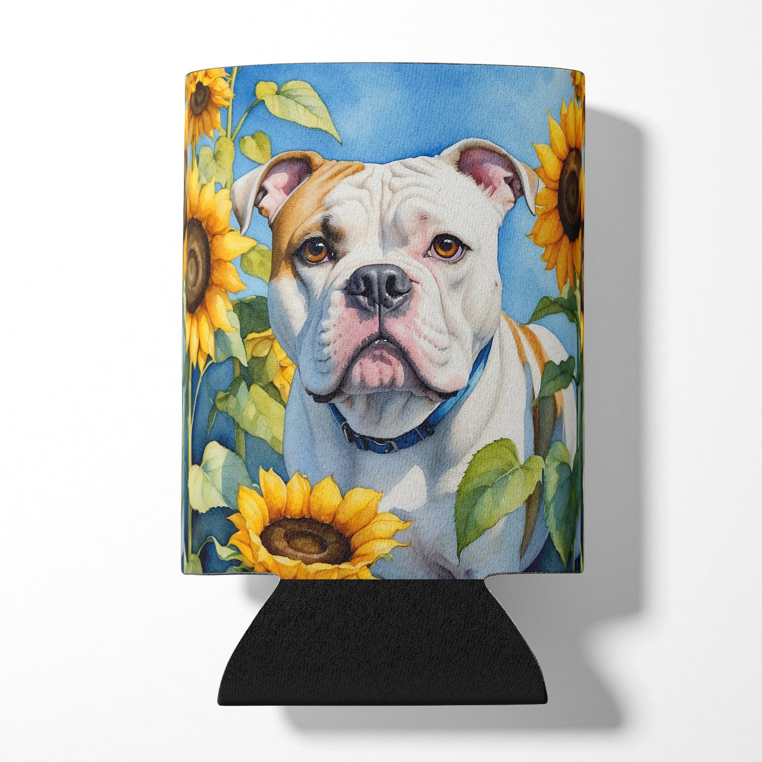 Buy this American Bulldog in Sunflowers Can or Bottle Hugger