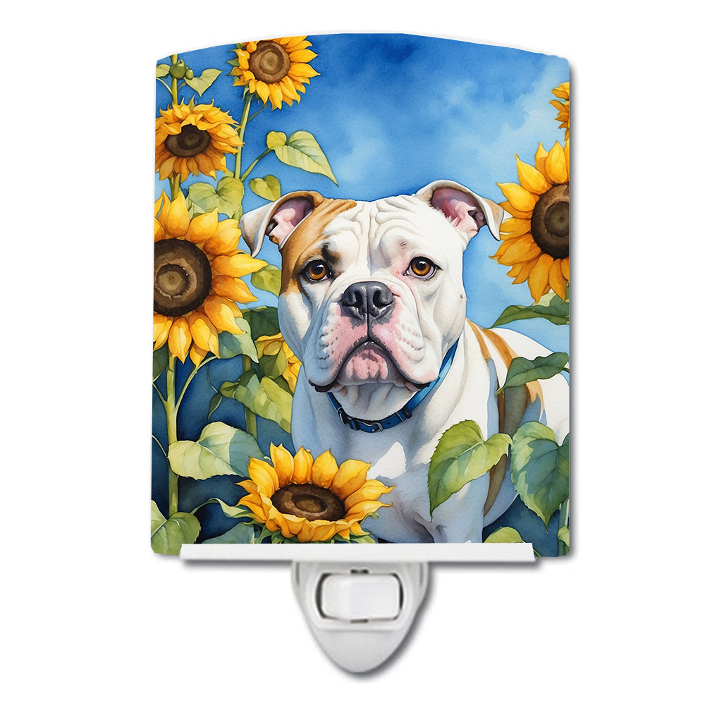 Buy this American Bulldog in Sunflowers Ceramic Night Light