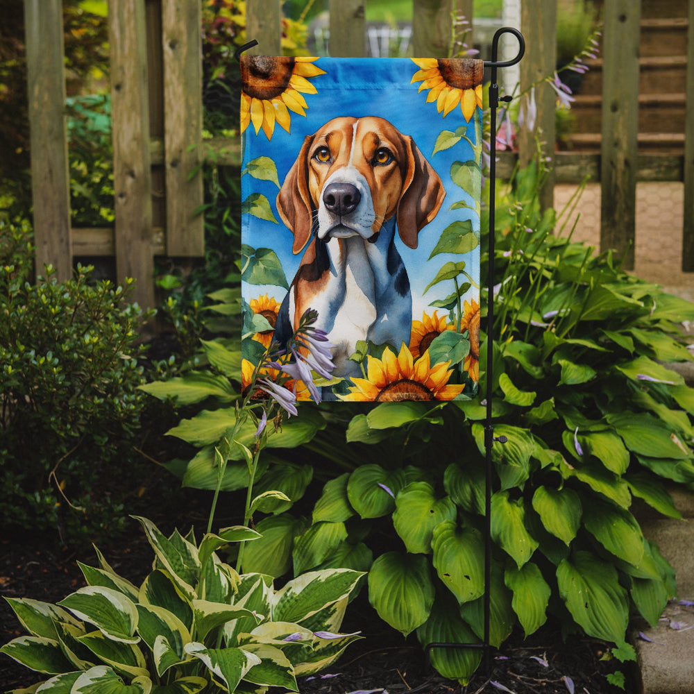 American Foxhound in Sunflowers Garden Flag