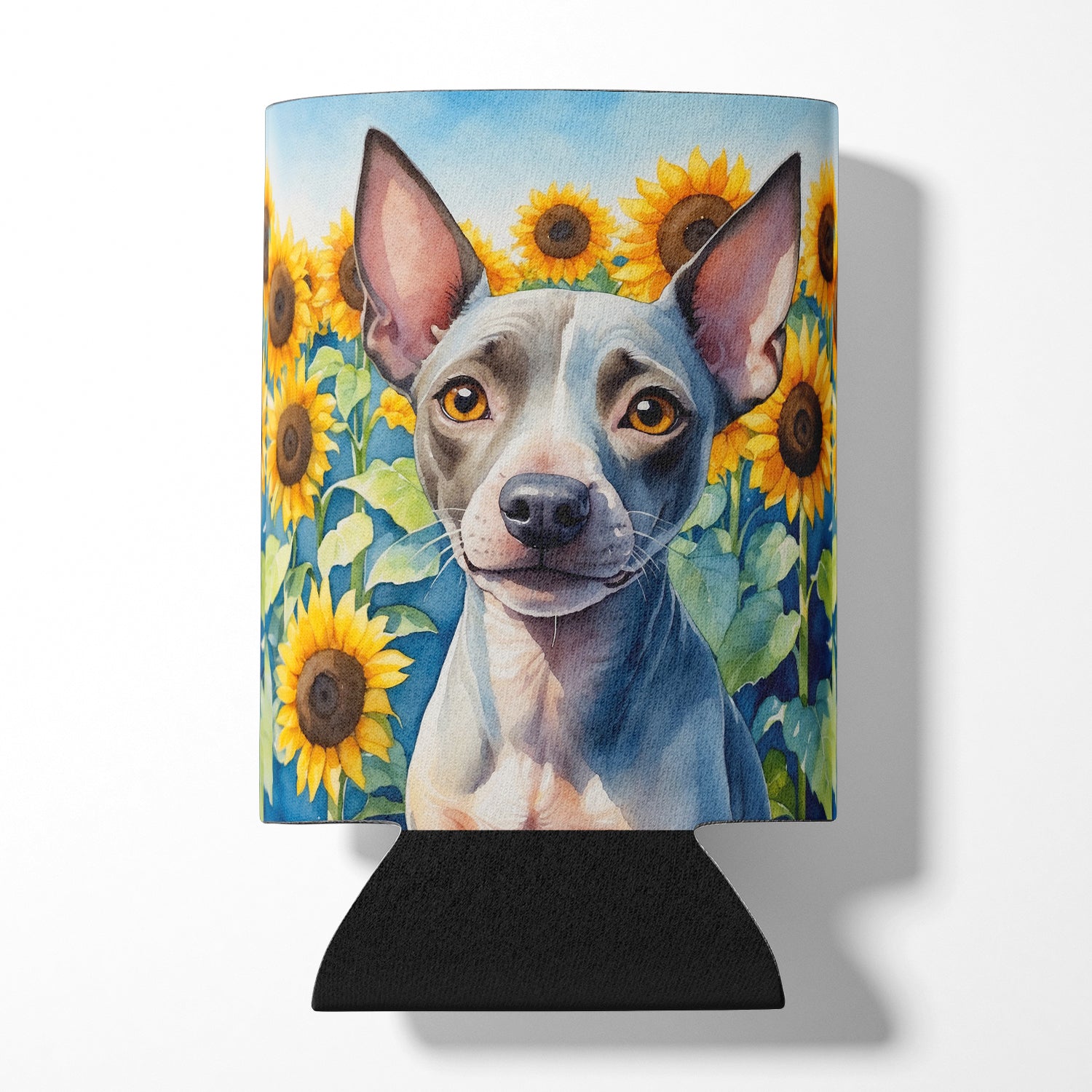 Buy this American Hairless Terrier in Sunflowers Can or Bottle Hugger