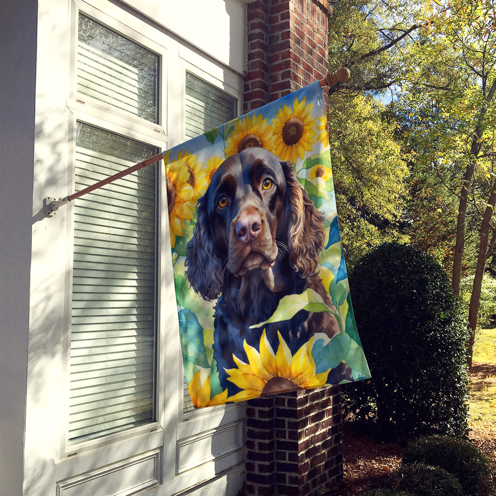 Buy this American Water Spaniel in Sunflowers House Flag