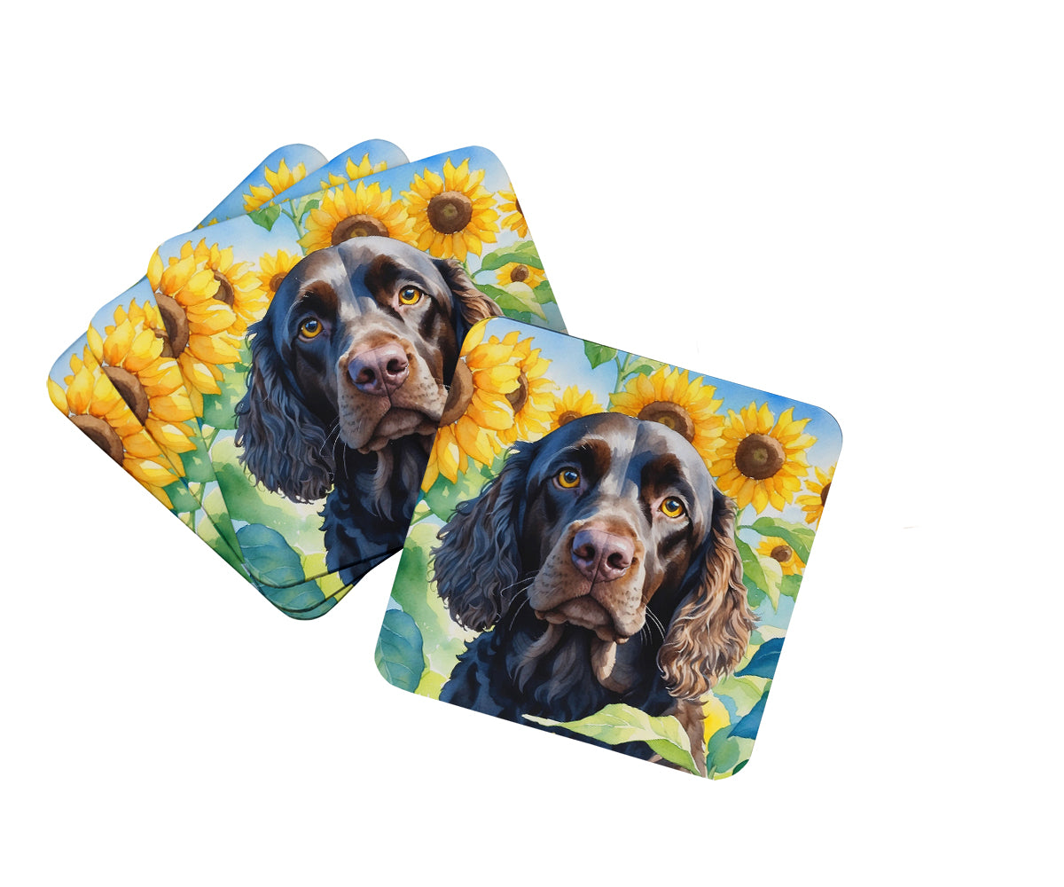 Buy this American Water Spaniel in Sunflowers Foam Coasters