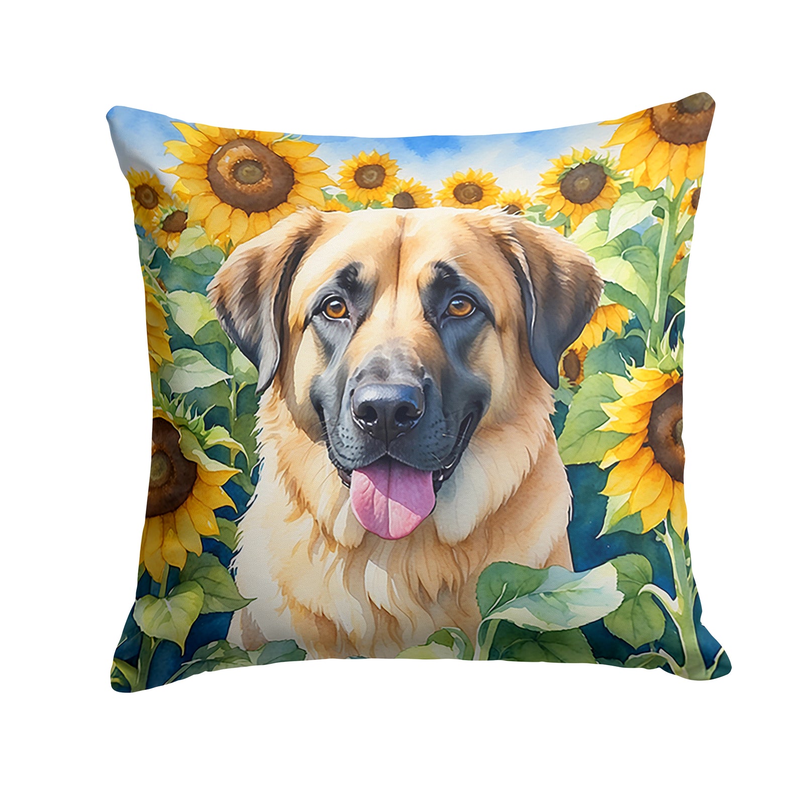 Buy this Anatolian Shepherd in Sunflowers Throw Pillow
