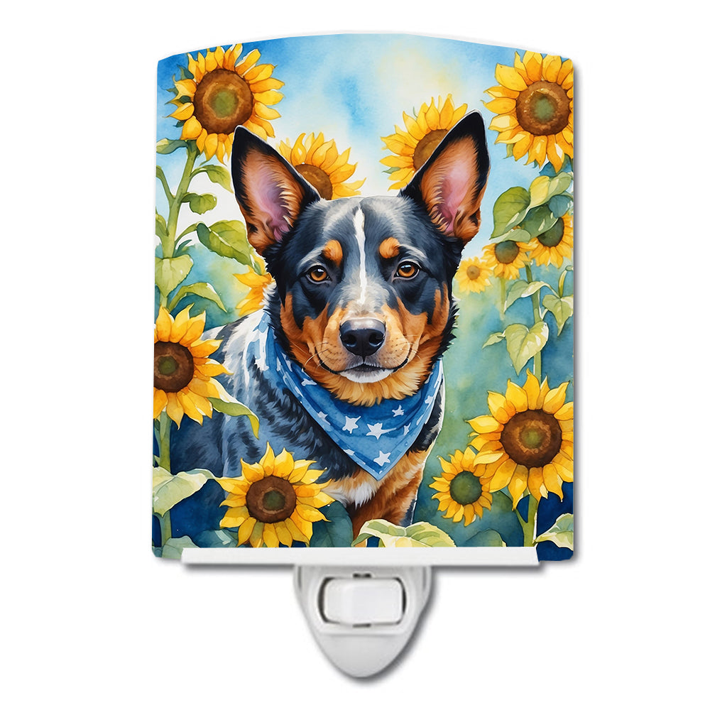 Buy this Australian Cattle Dog in Sunflowers Ceramic Night Light