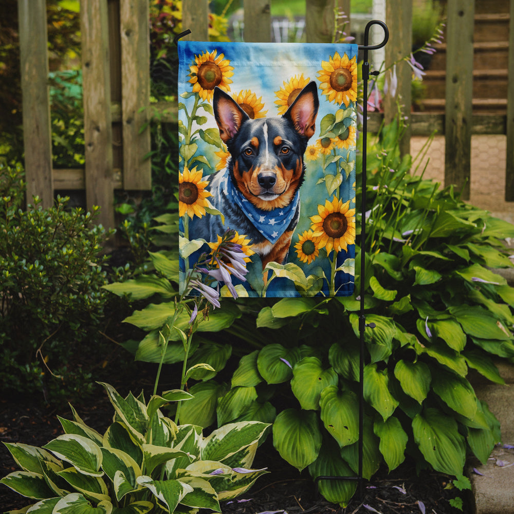 Australian Cattle Dog in Sunflowers Garden Flag