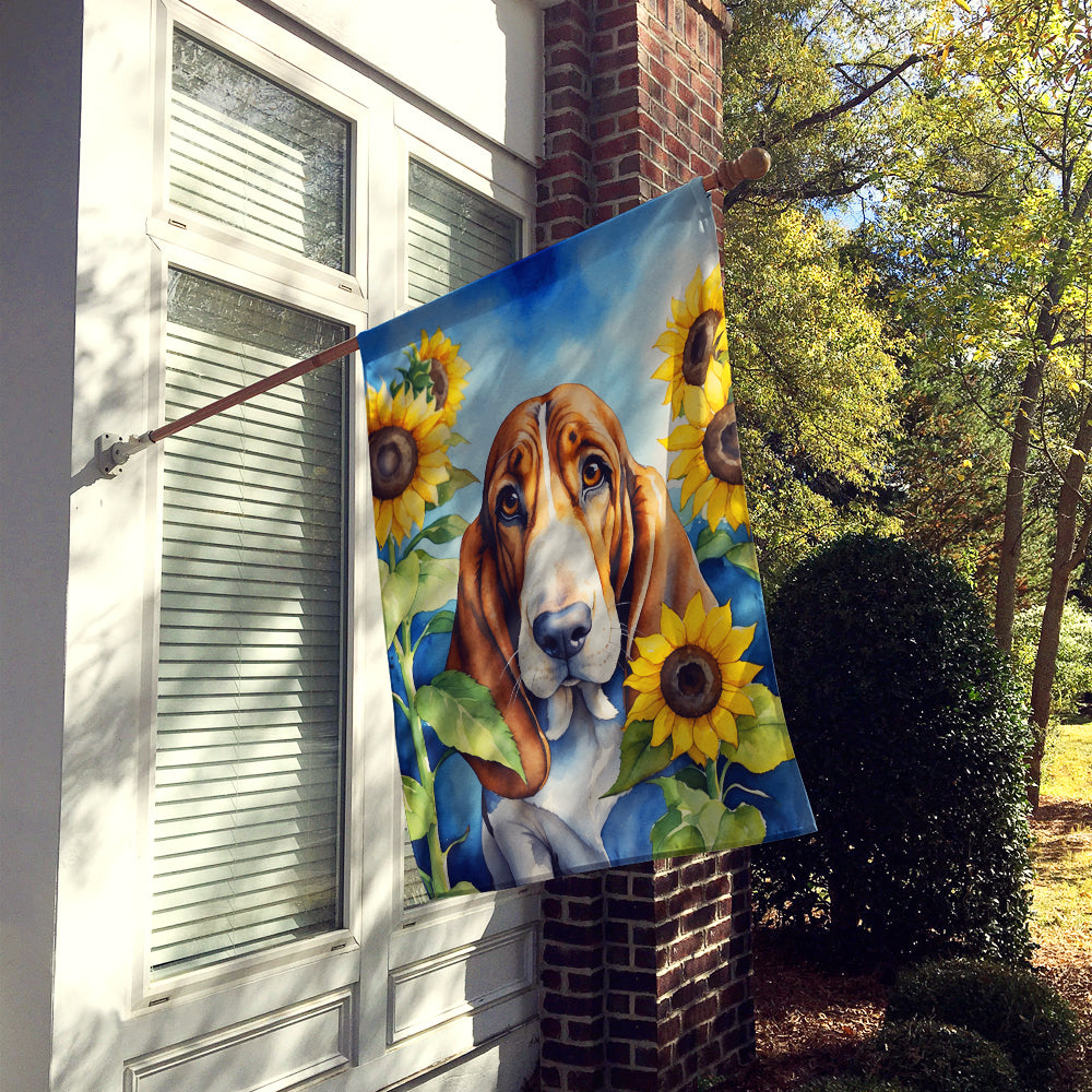 Buy this Basset Hound in Sunflowers House Flag
