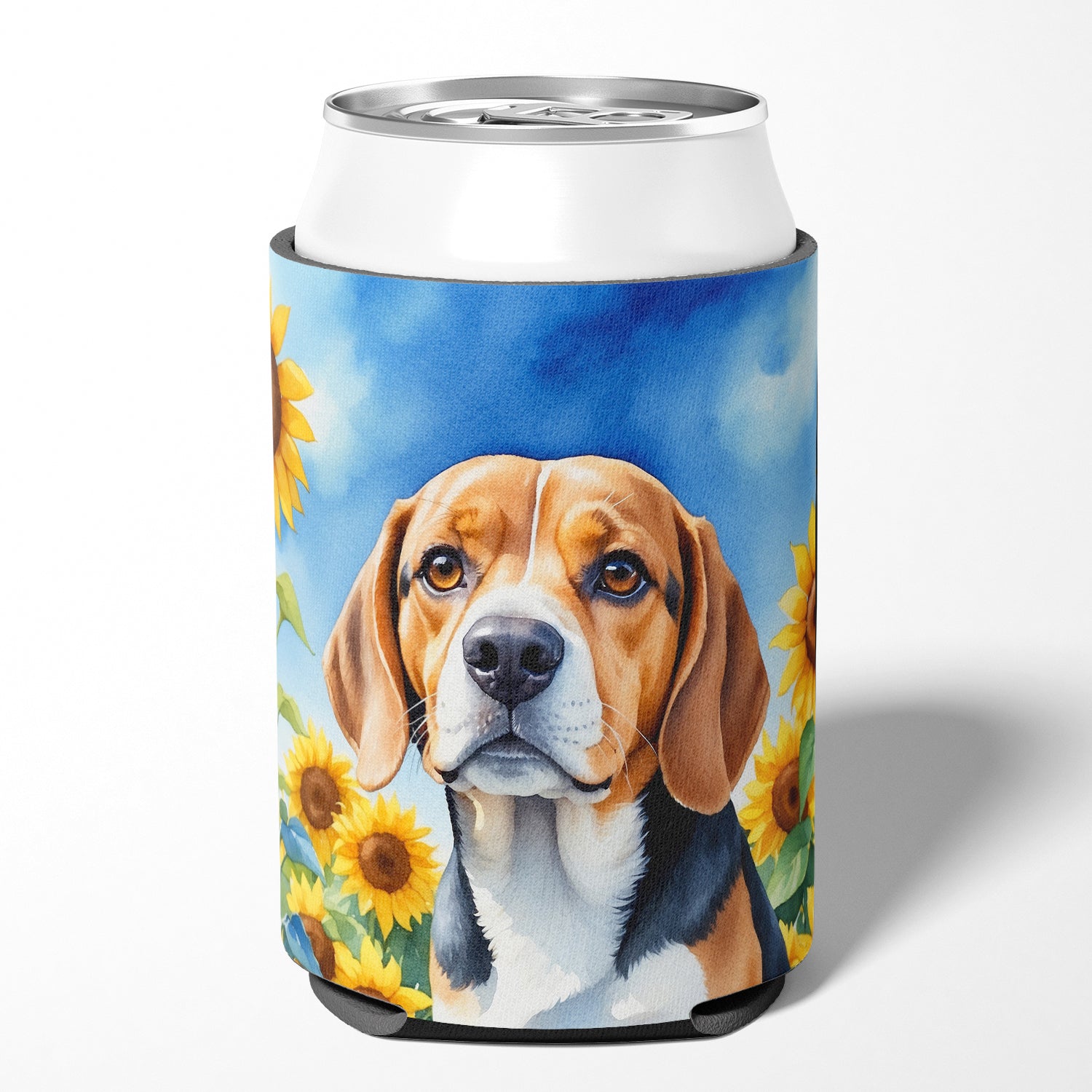 Buy this Beagle in Sunflowers Can or Bottle Hugger