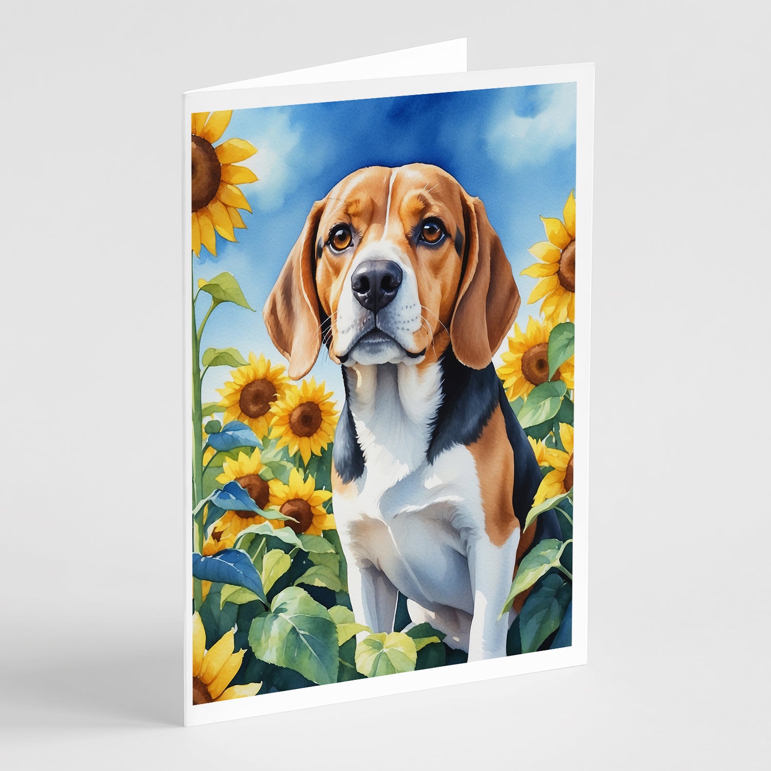 Buy this Beagle in Sunflowers Greeting Cards Pack of 8