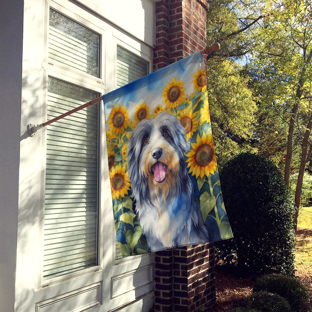 Buy this Bearded Collie in Sunflowers House Flag
