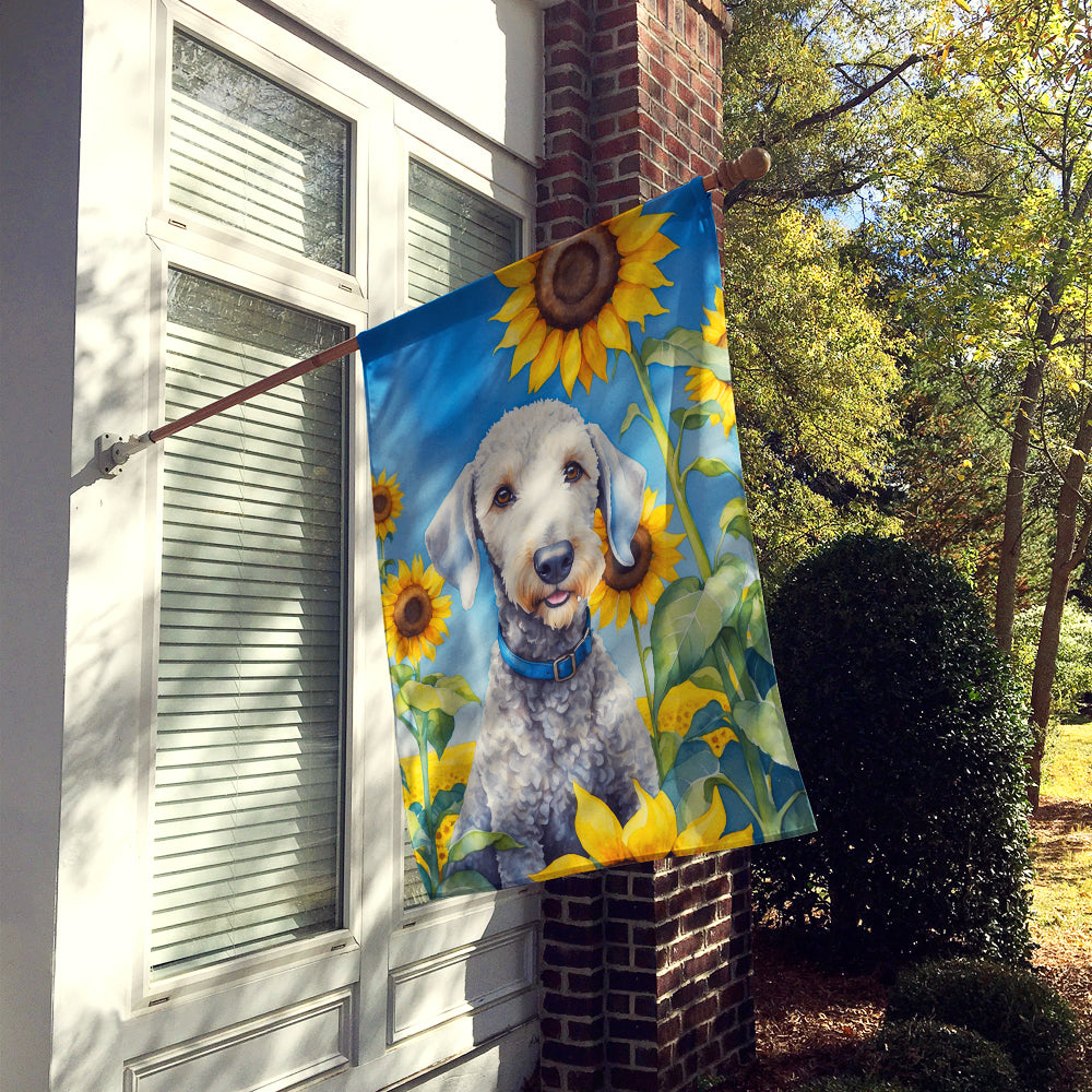 Bedlington Terrier in Sunflowers House Flag