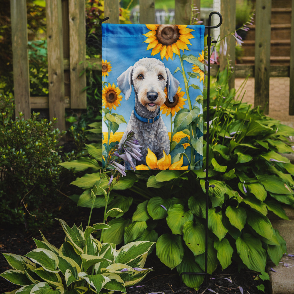 Bedlington Terrier in Sunflowers Garden Flag