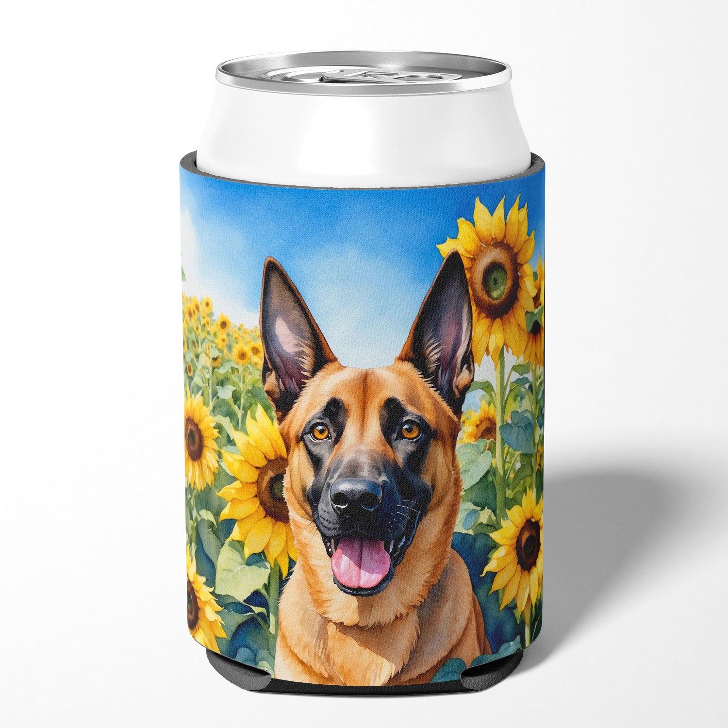 Buy this Belgian Malinois in Sunflowers Can or Bottle Hugger