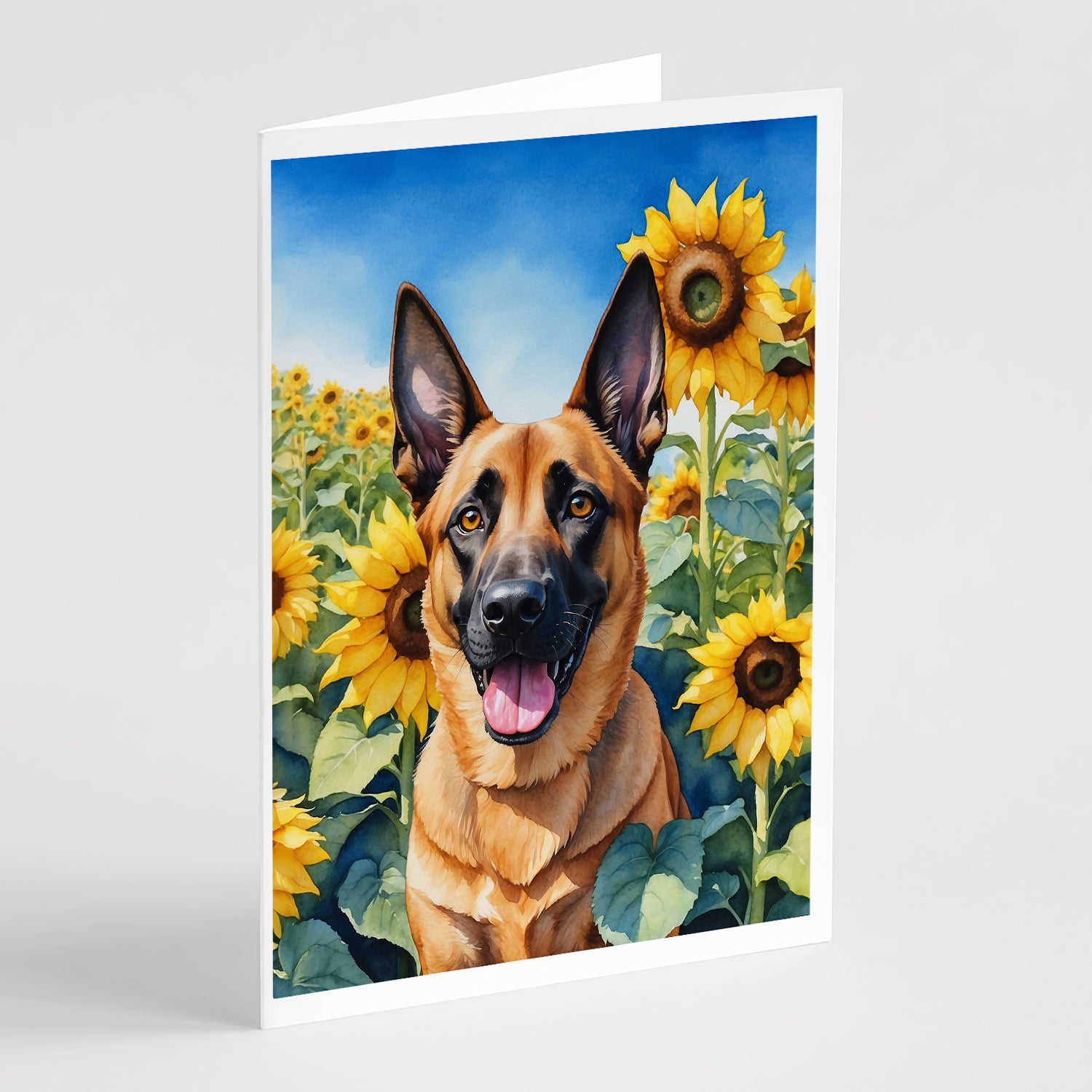 Buy this Belgian Malinois in Sunflowers Greeting Cards Pack of 8