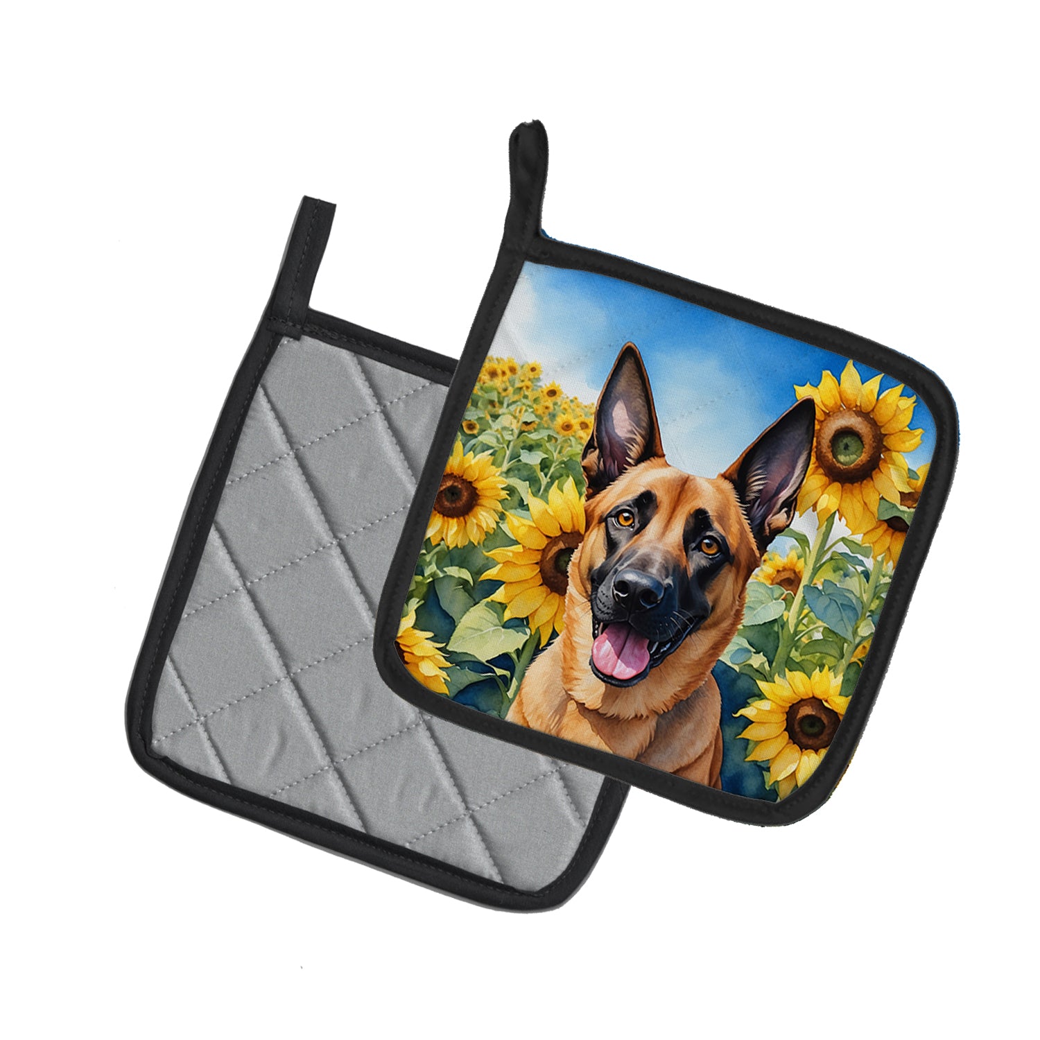 Buy this Belgian Malinois in Sunflowers Pair of Pot Holders