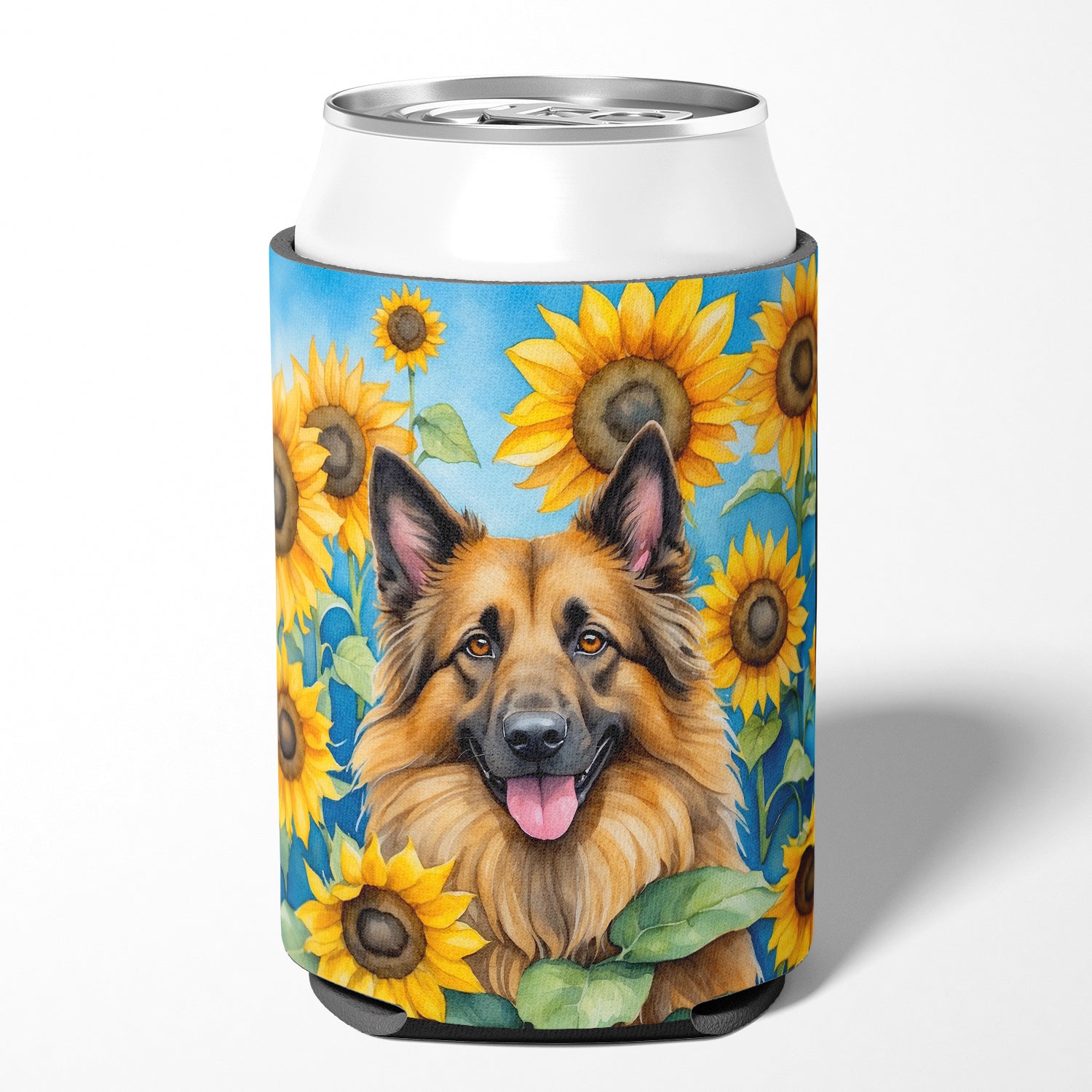 Buy this Belgian Tervuren in Sunflowers Can or Bottle Hugger