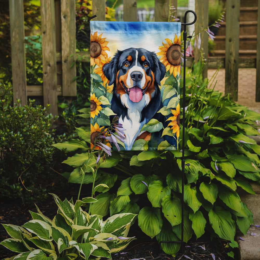 Buy this Bernese Mountain Dog in Sunflowers Garden Flag
