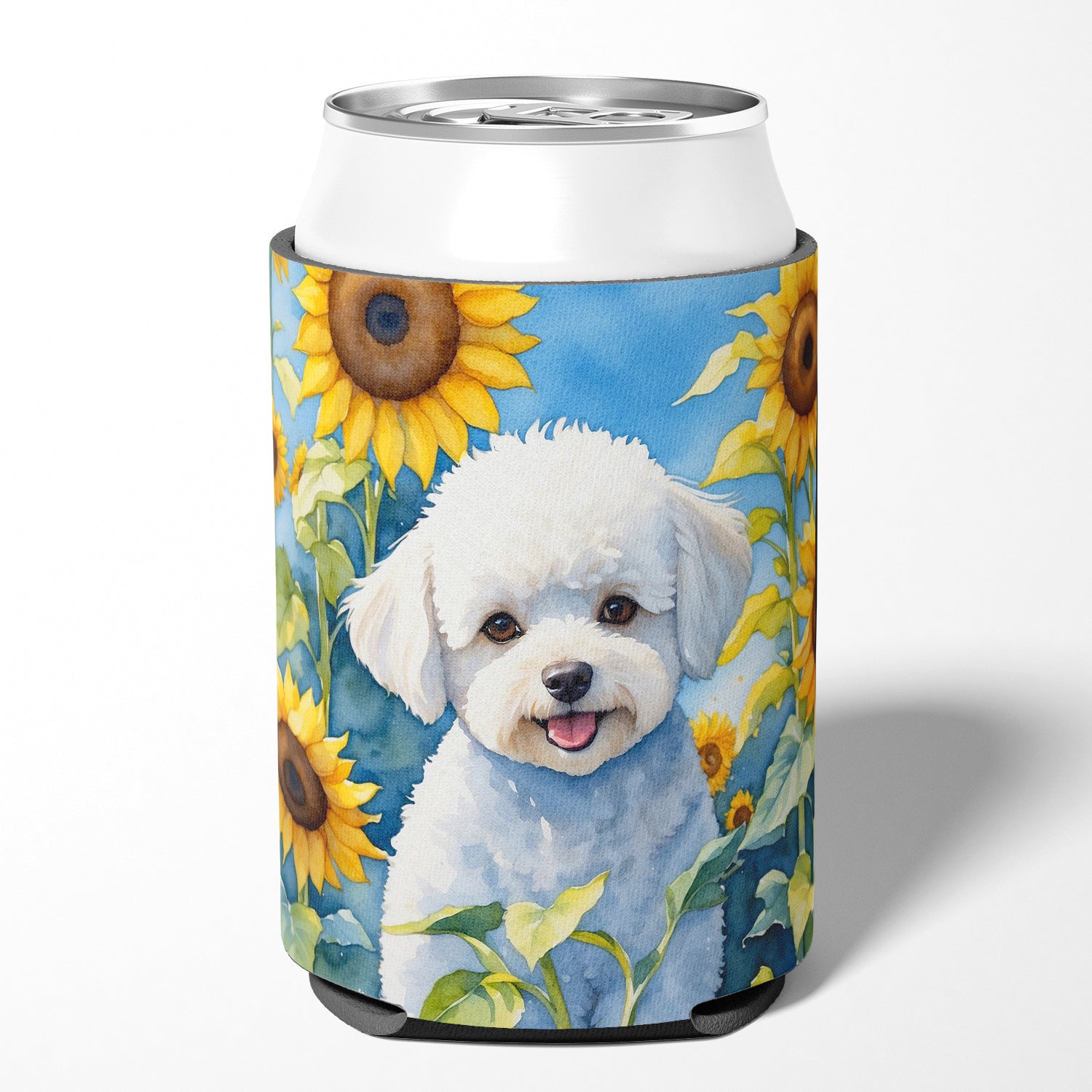 Bichon Frise in Sunflowers Can or Bottle Hugger