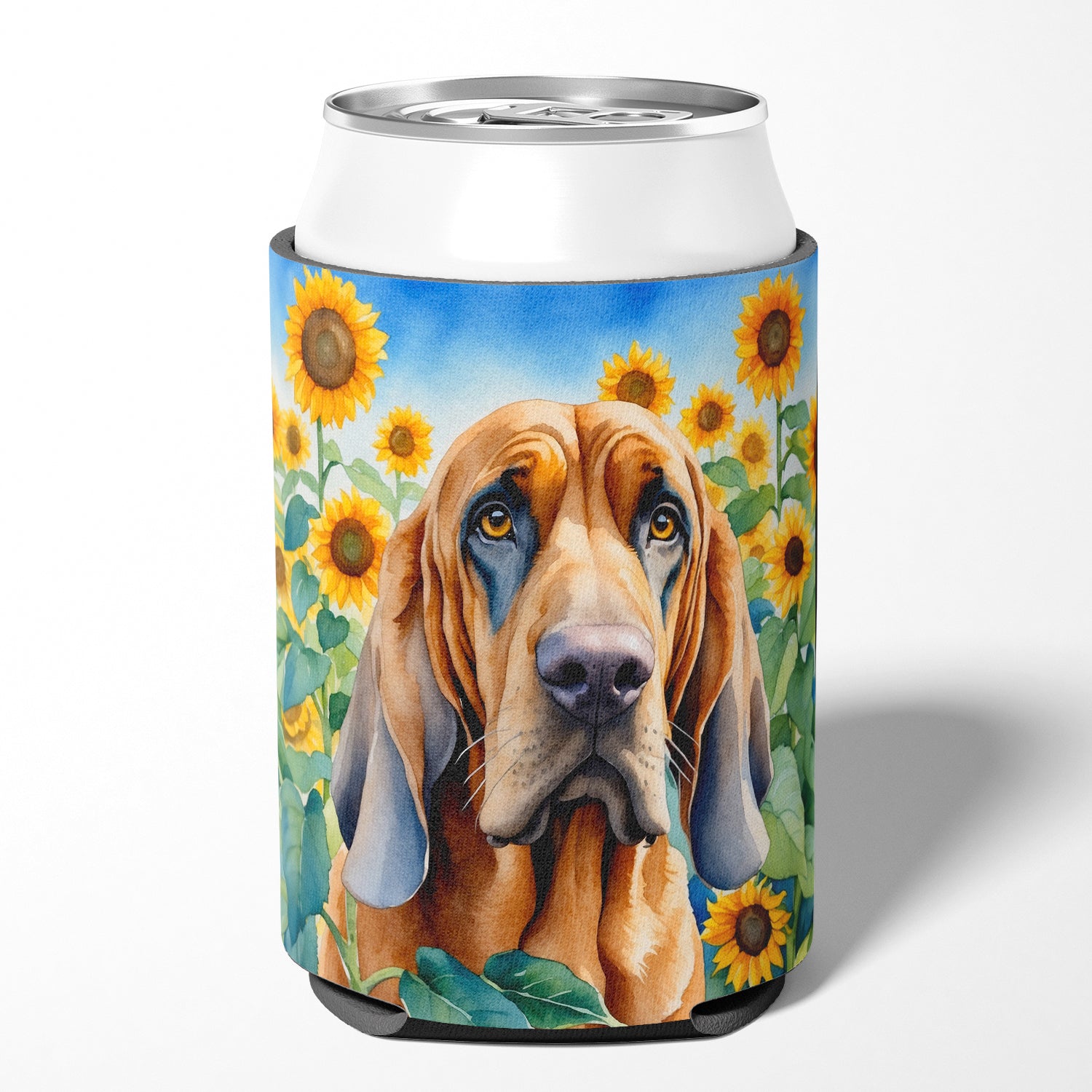 Buy this Bloodhound in Sunflowers Can or Bottle Hugger