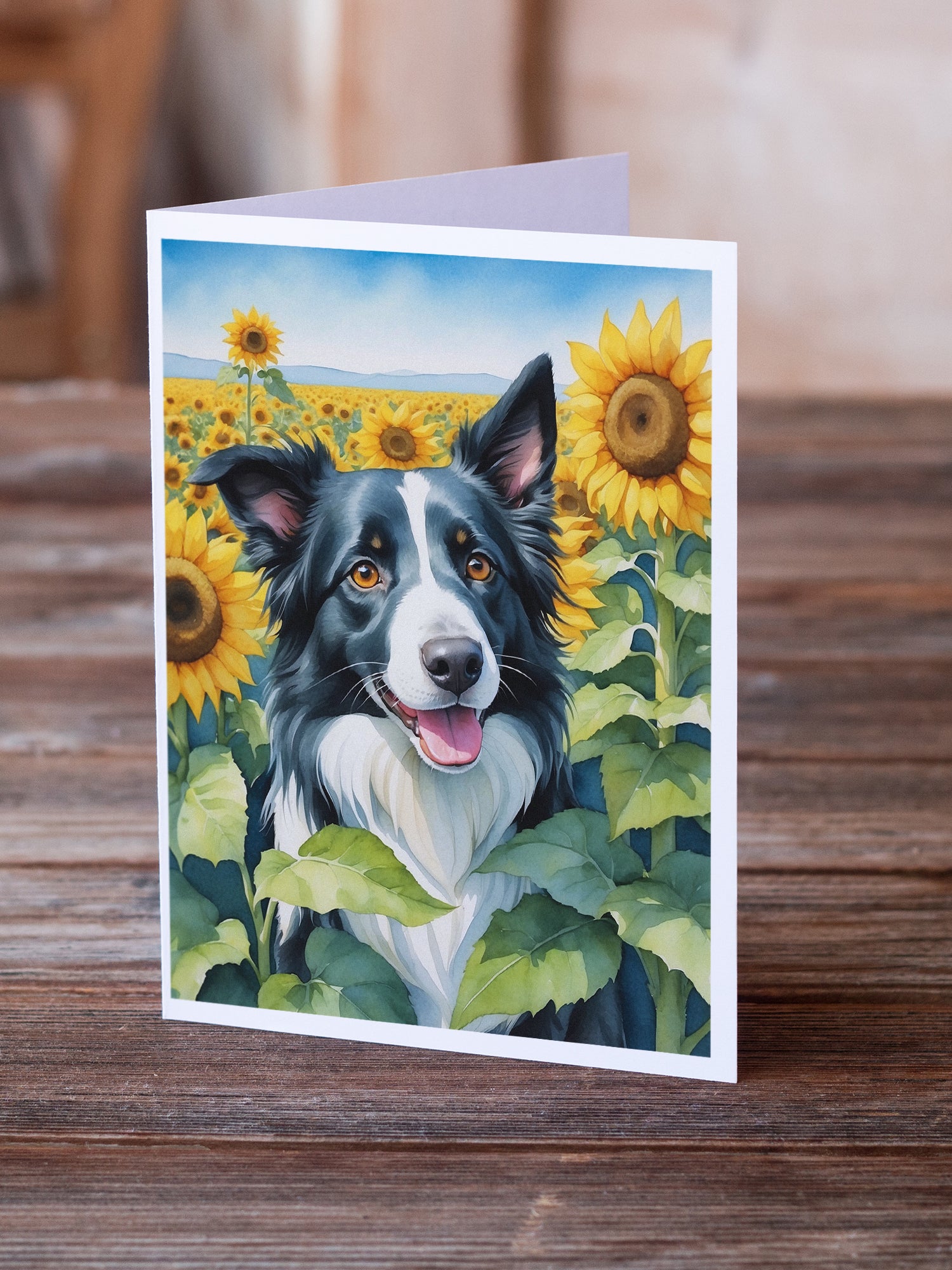 Buy this Border Collie in Sunflowers Greeting Cards Pack of 8