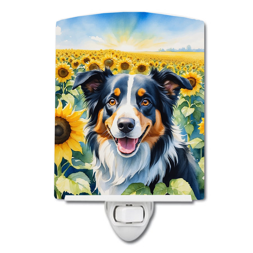 Buy this Border Collie in Sunflowers Ceramic Night Light
