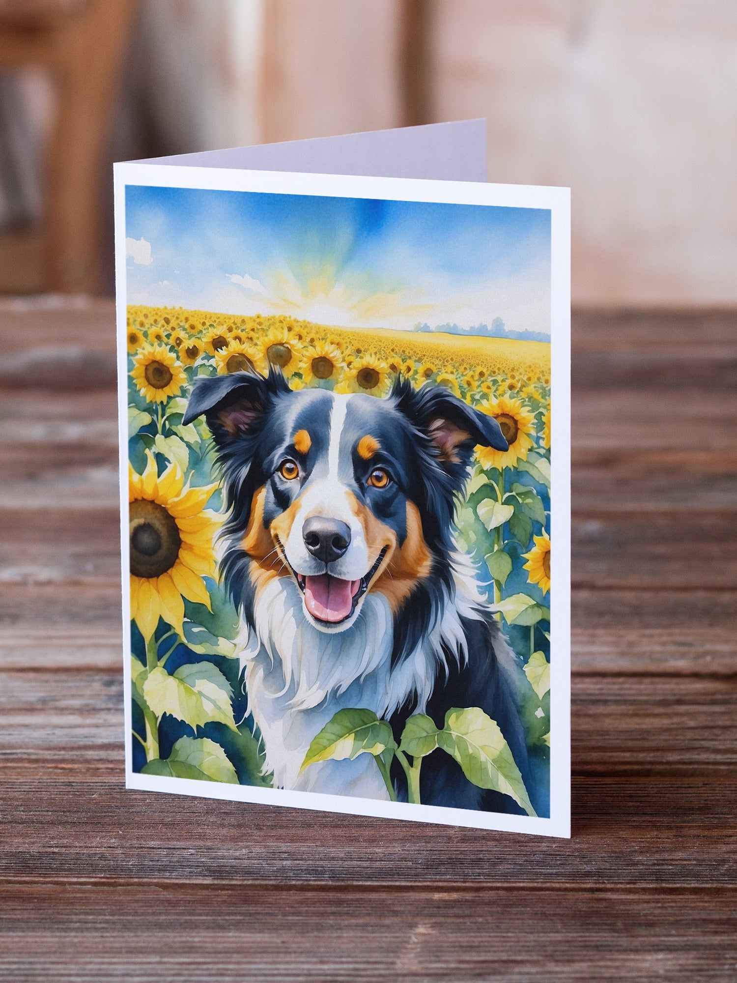 Buy this Border Collie in Sunflowers Greeting Cards Pack of 8