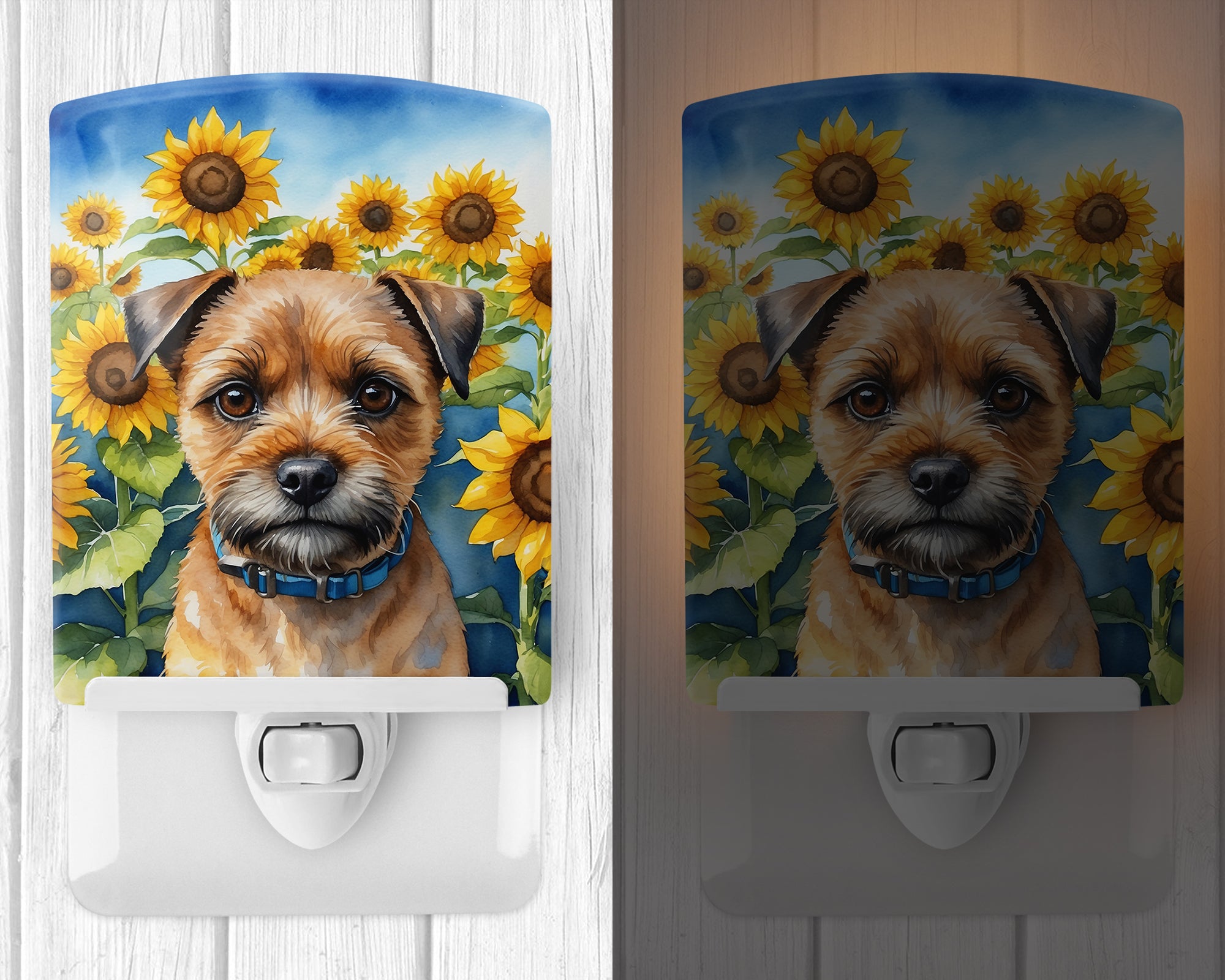Border Terrier in Sunflowers Ceramic Night Light