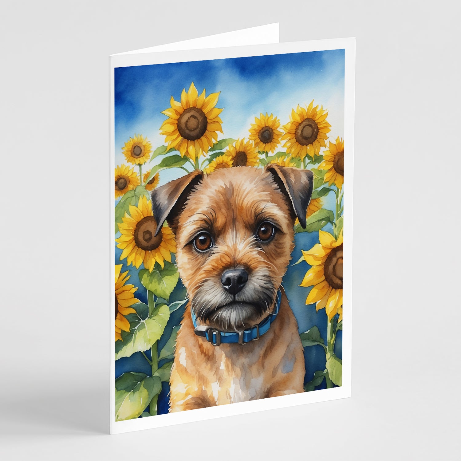 Buy this Border Terrier in Sunflowers Greeting Cards Pack of 8