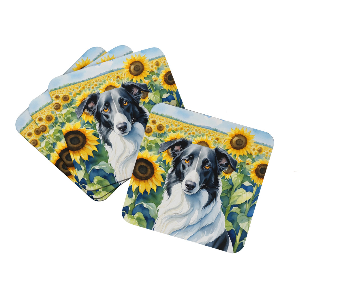 Buy this Borzoi in Sunflowers Foam Coasters