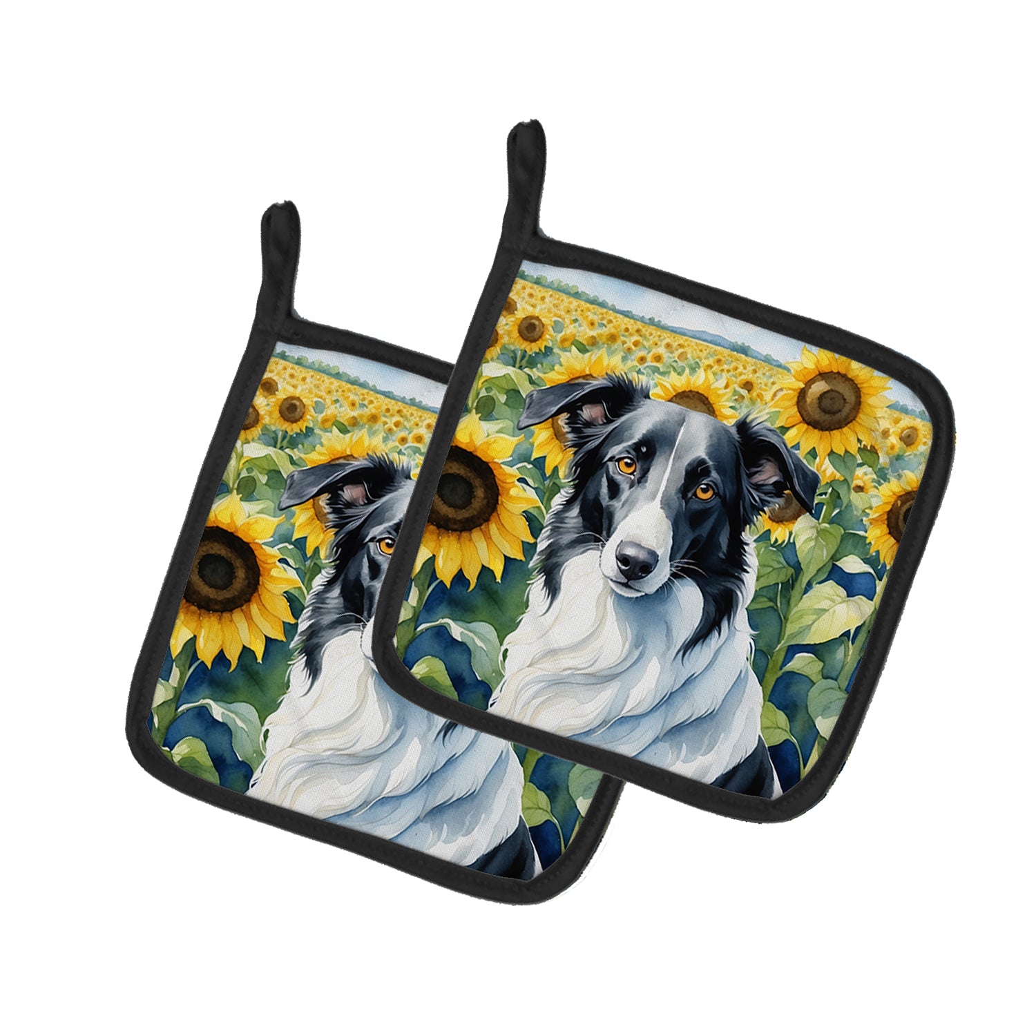 Buy this Borzoi in Sunflowers Pair of Pot Holders