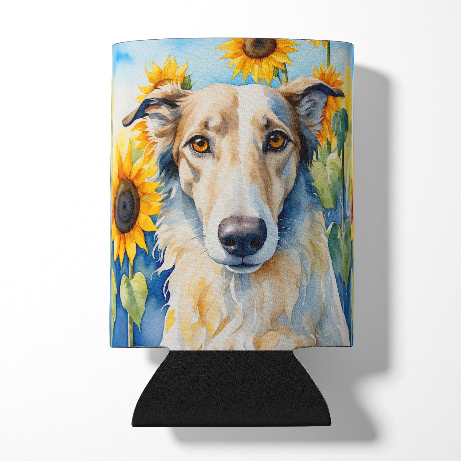 Buy this Borzoi in Sunflowers Can or Bottle Hugger