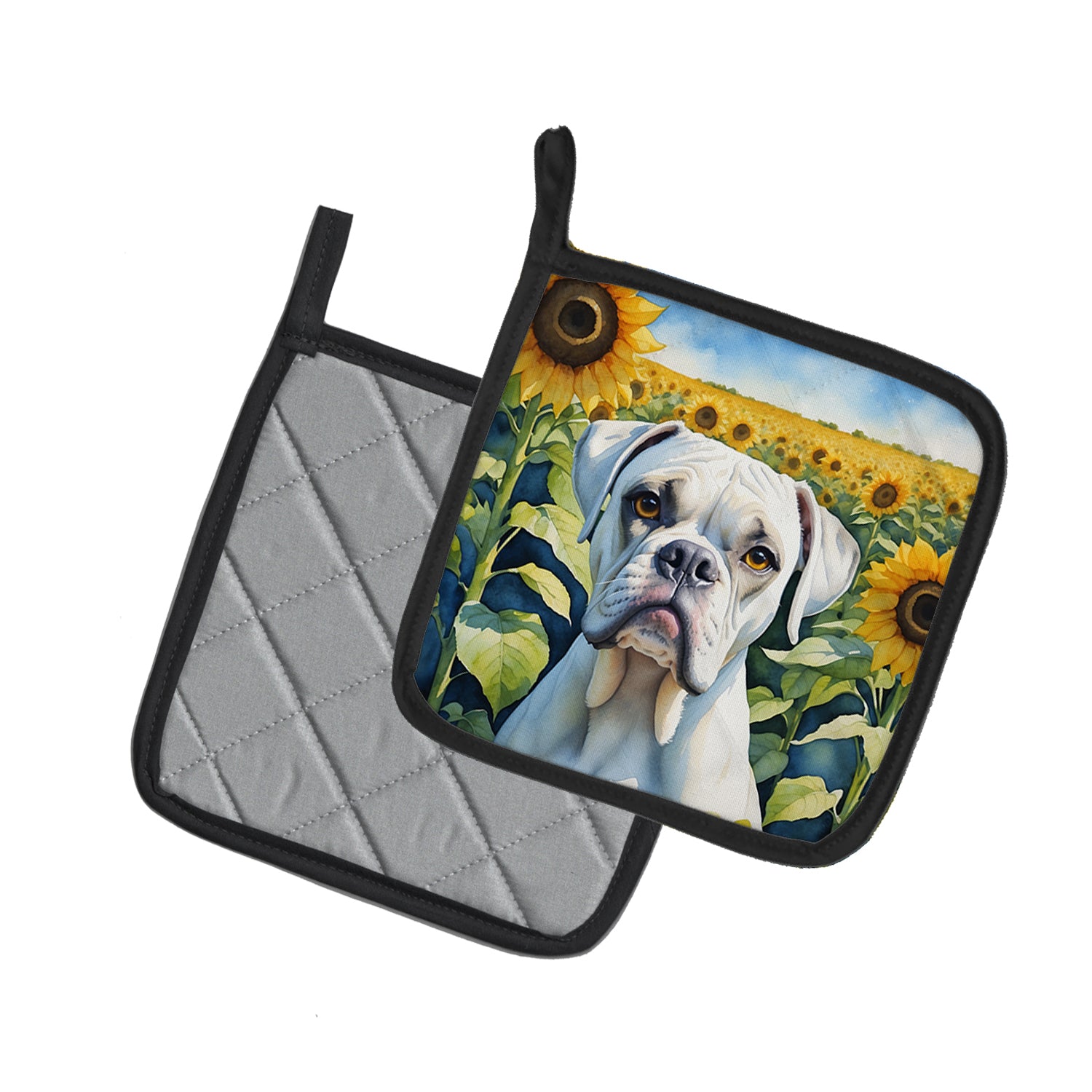 Buy this Boxer in Sunflowers Pair of Pot Holders