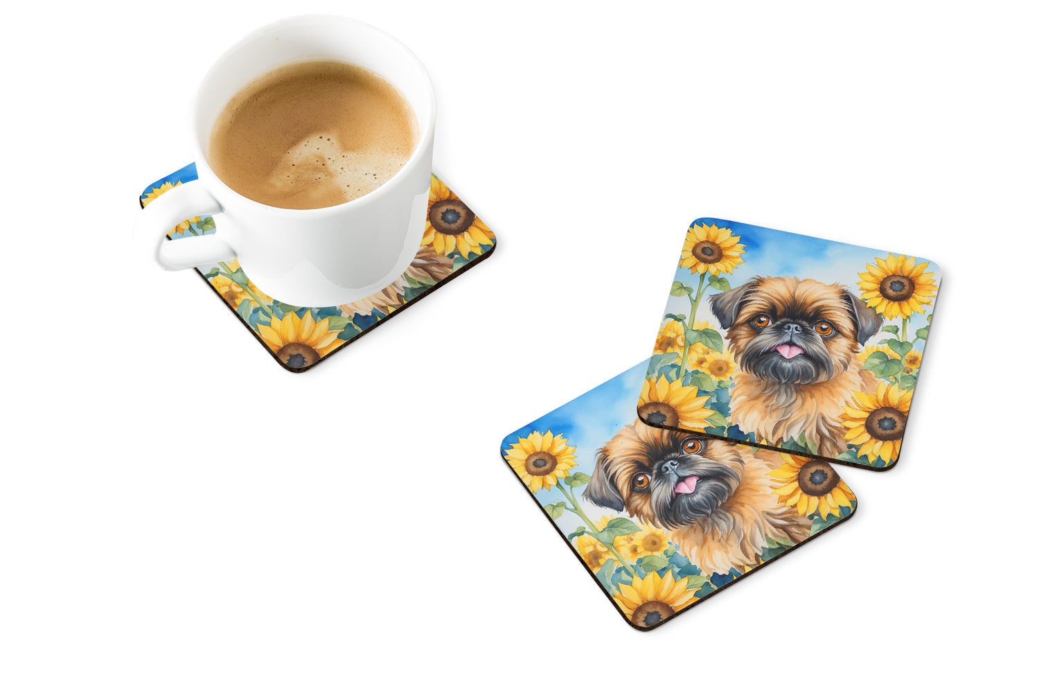 Buy this Brussels Griffon in Sunflowers Foam Coasters
