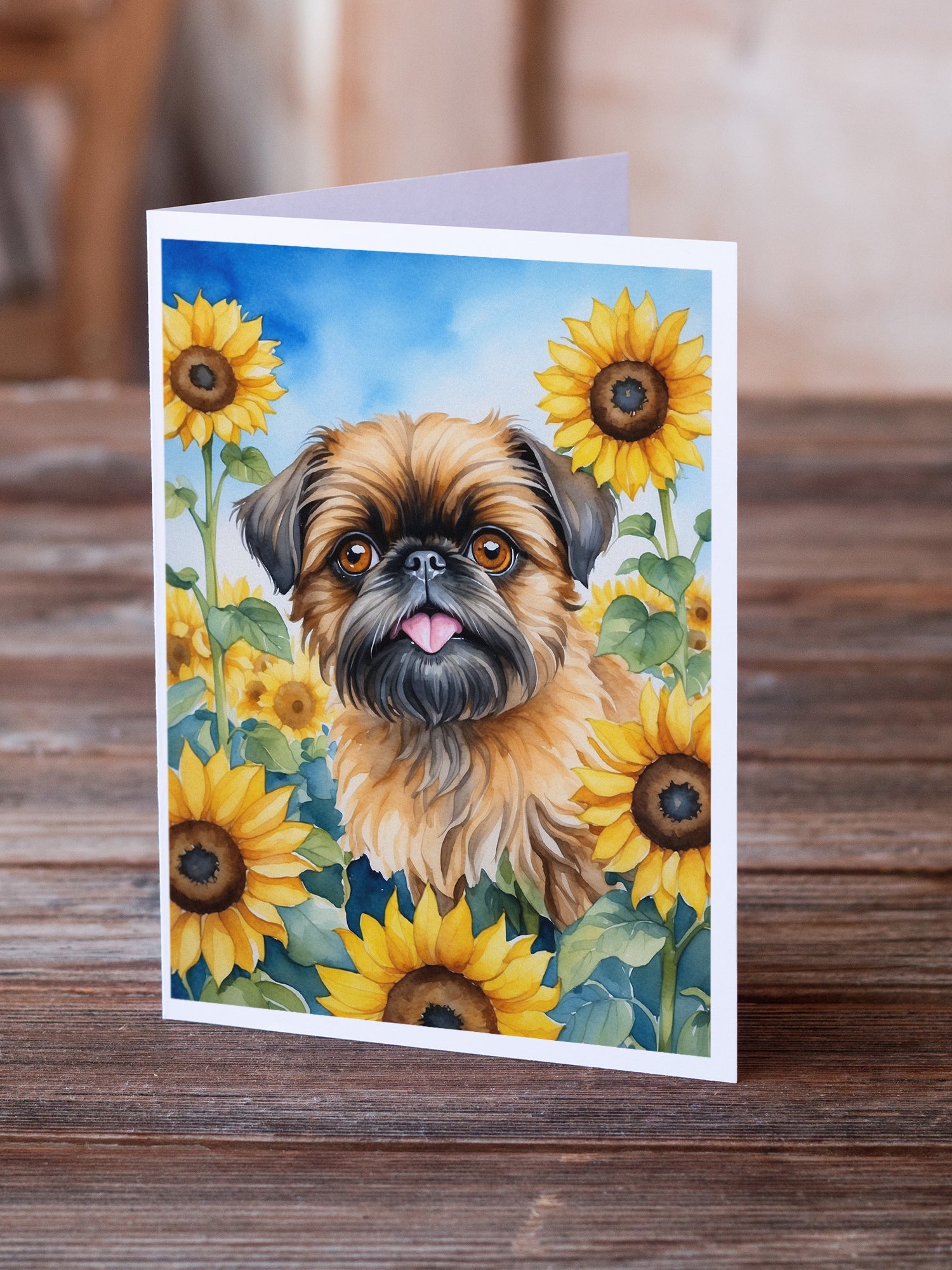 Buy this Brussels Griffon in Sunflowers Greeting Cards Pack of 8