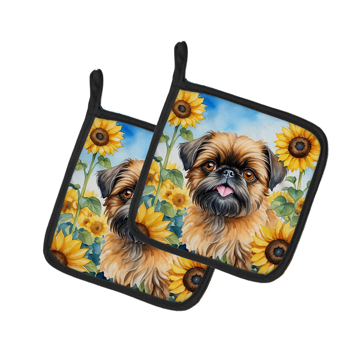 Buy this Brussels Griffon in Sunflowers Pair of Pot Holders