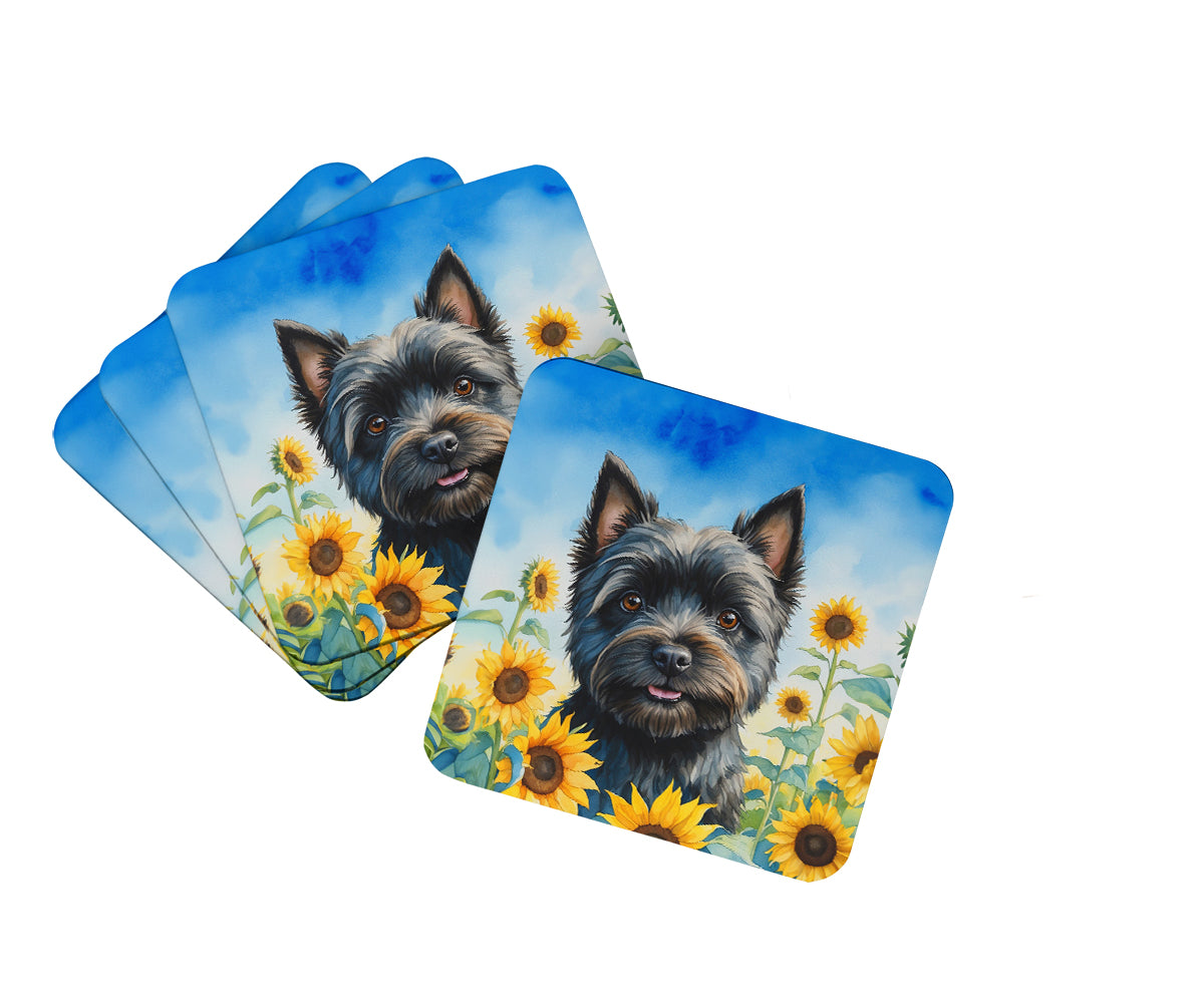 Buy this Cairn Terrier in Sunflowers Foam Coasters