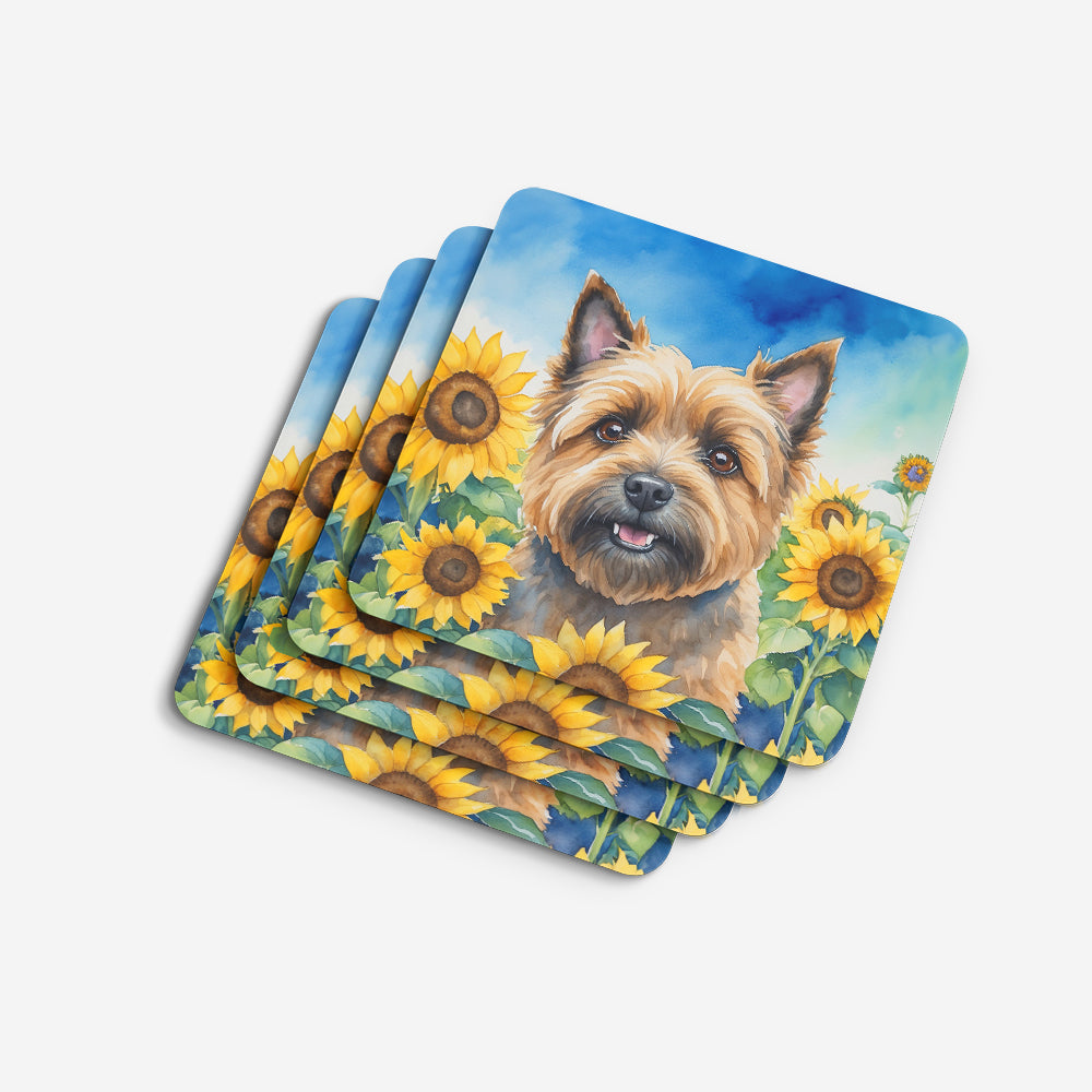 Cairn Terrier in Sunflowers Foam Coasters