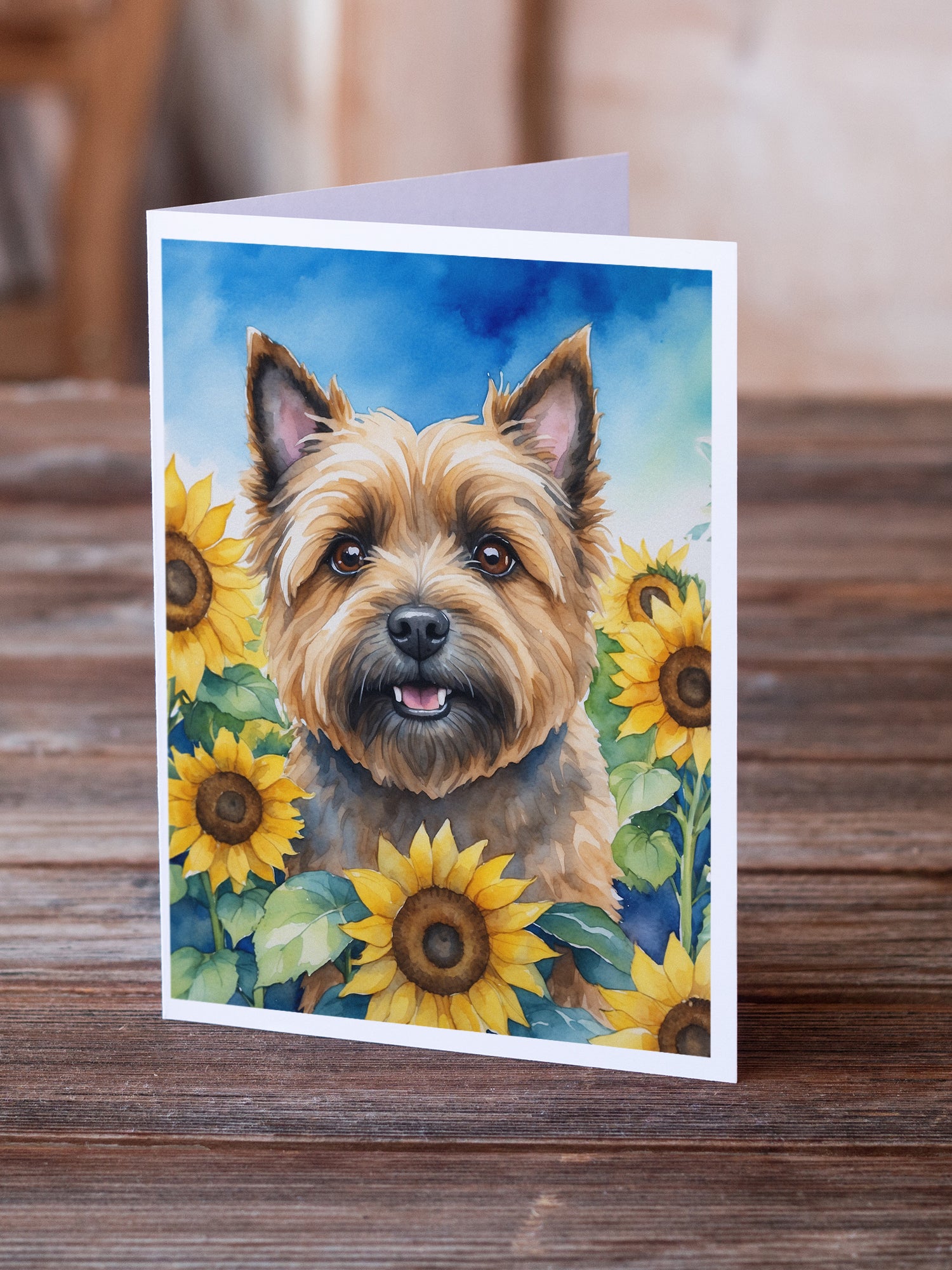 Buy this Cairn Terrier in Sunflowers Greeting Cards Pack of 8