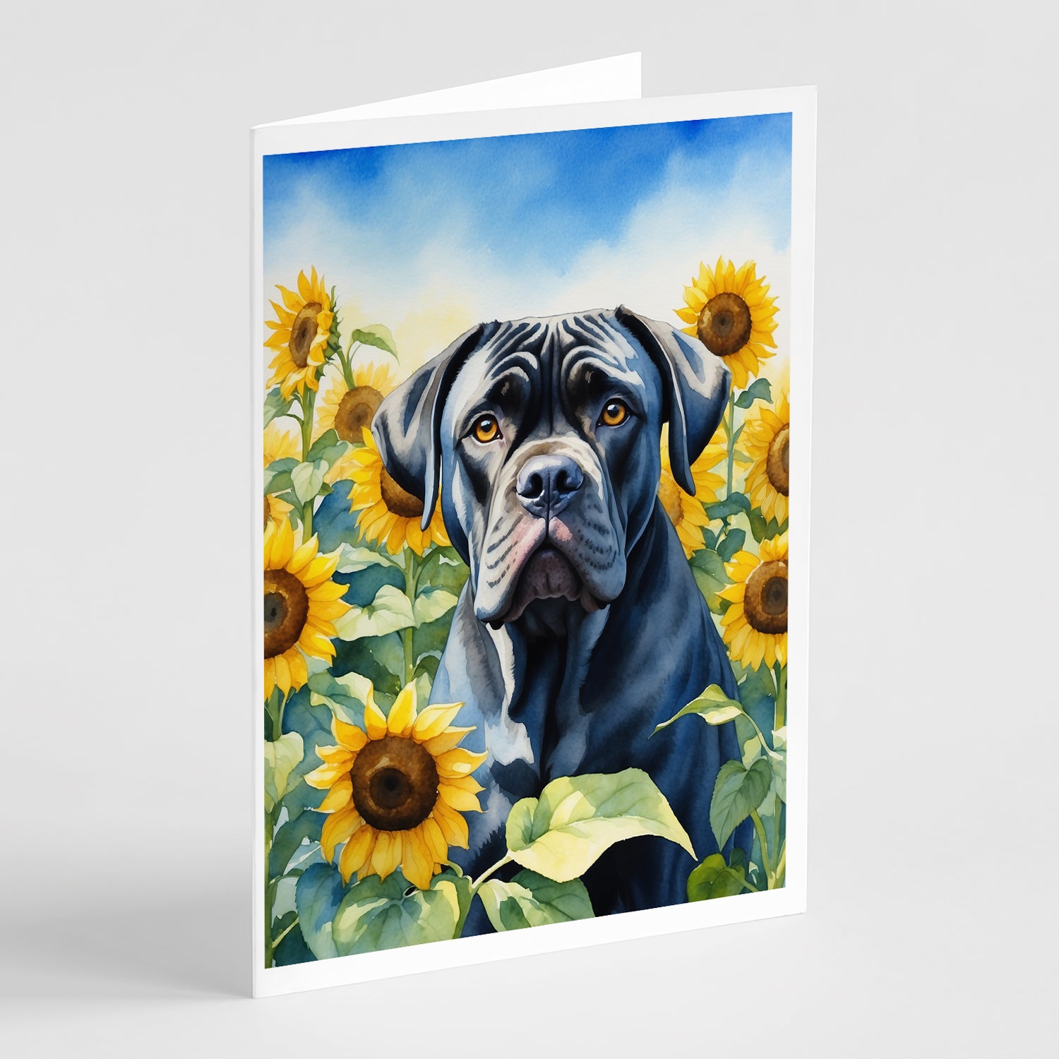 Buy this Cane Corso in Sunflowers Greeting Cards Pack of 8