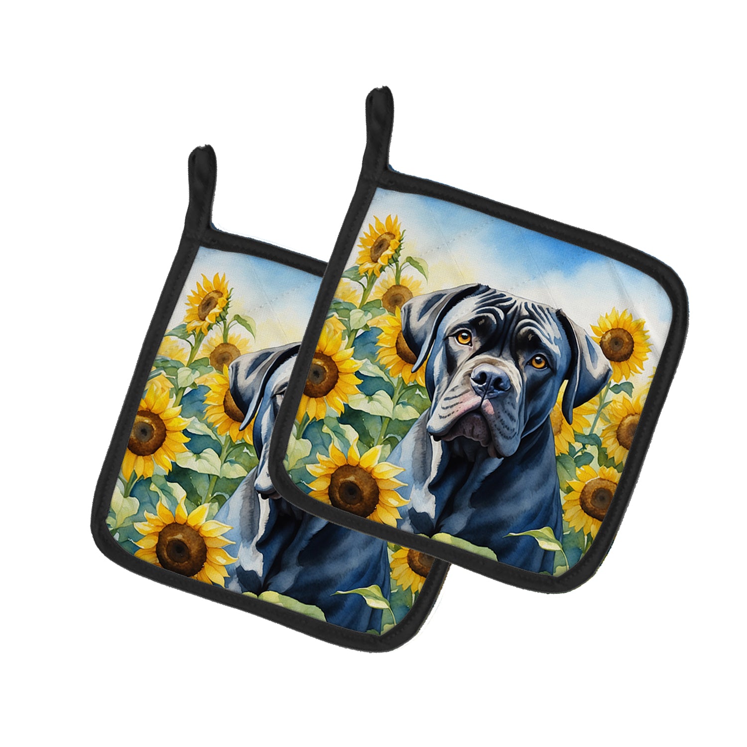 Buy this Cane Corso in Sunflowers Pair of Pot Holders