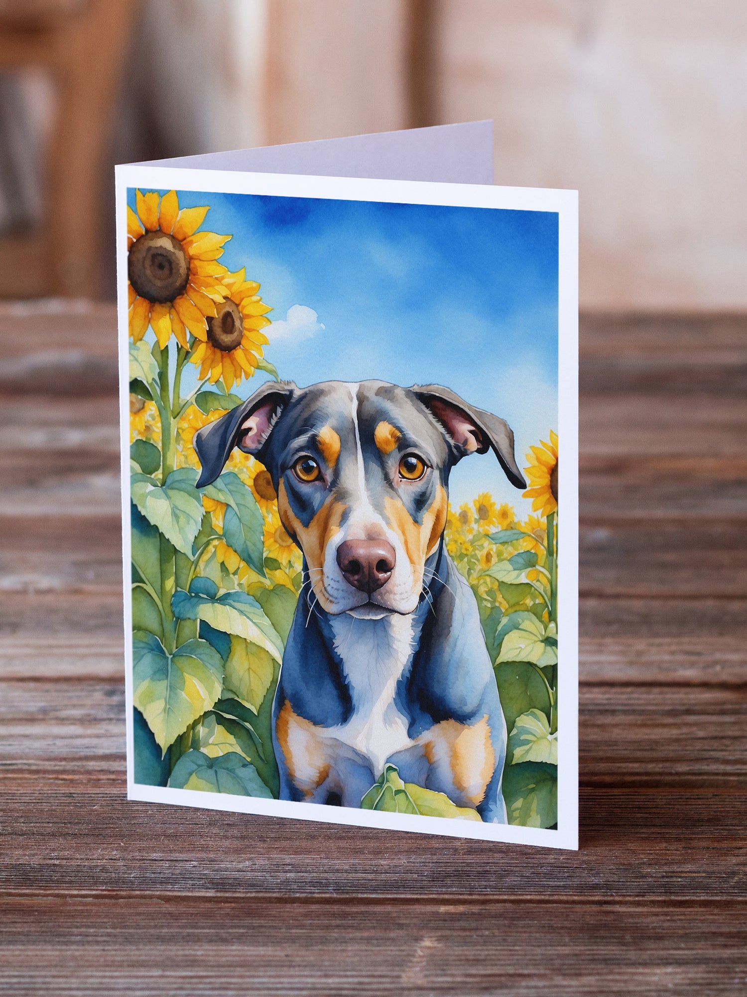 Catahoula in Sunflowers Greeting Cards Pack of 8