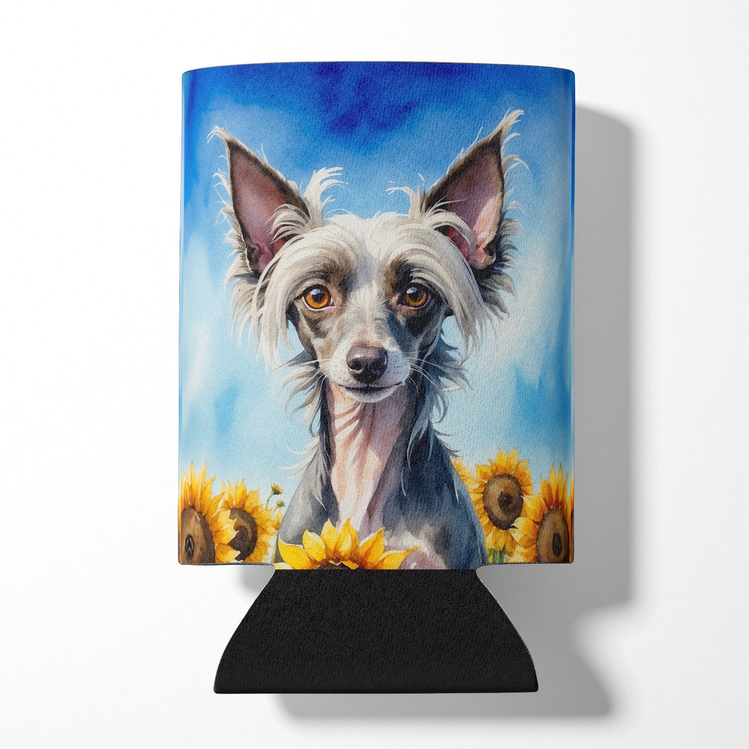 Buy this Chinese Crested in Sunflowers Can or Bottle Hugger