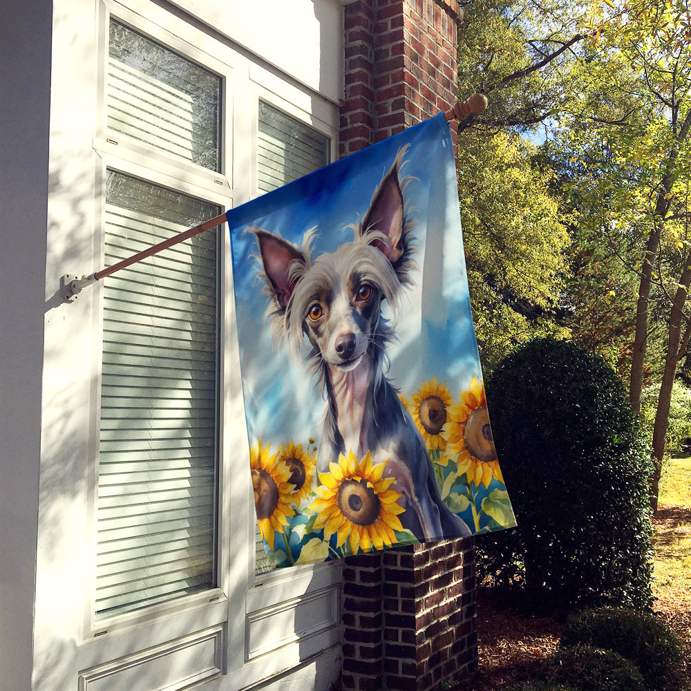 Buy this Chinese Crested in Sunflowers House Flag