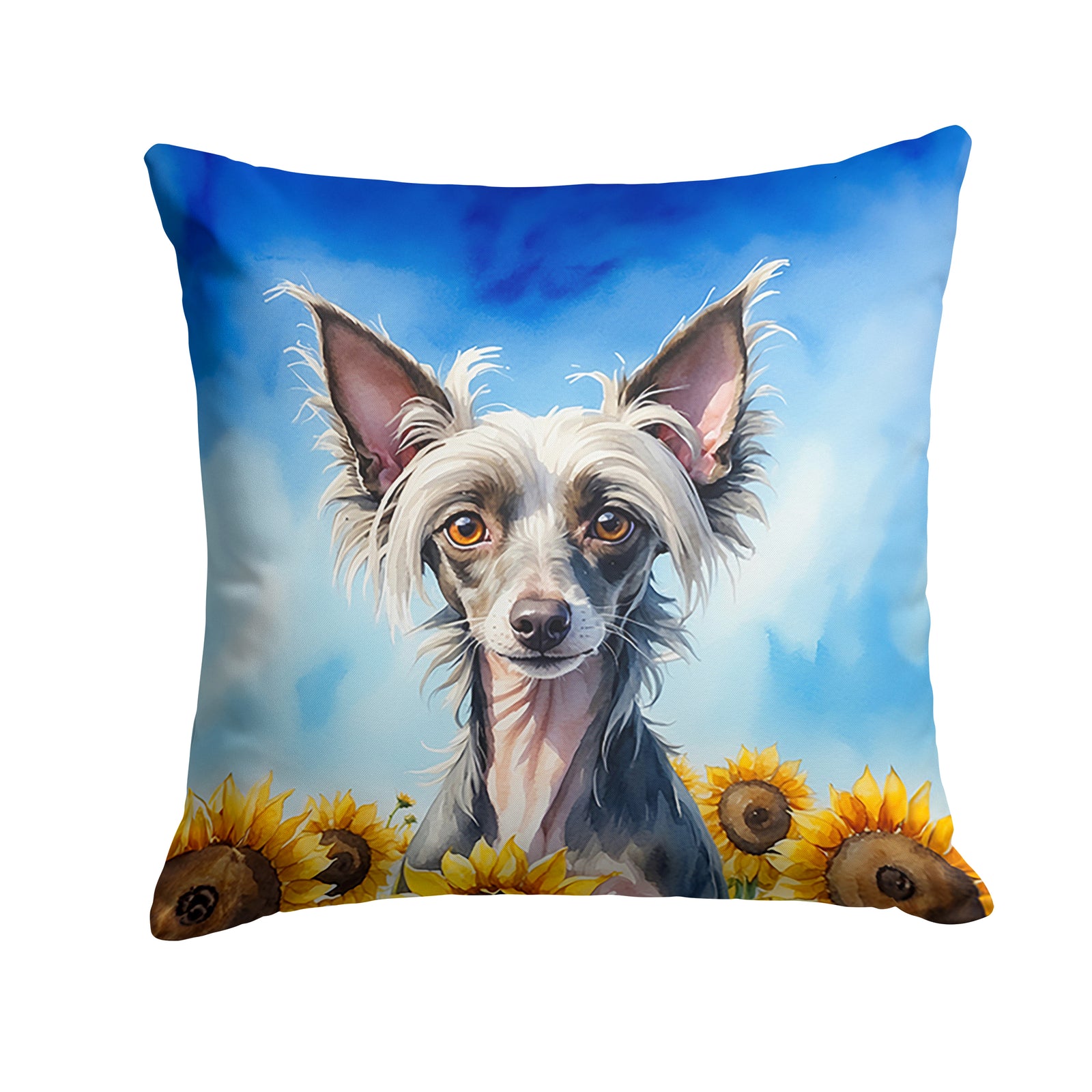 Buy this Chinese Crested in Sunflowers Throw Pillow